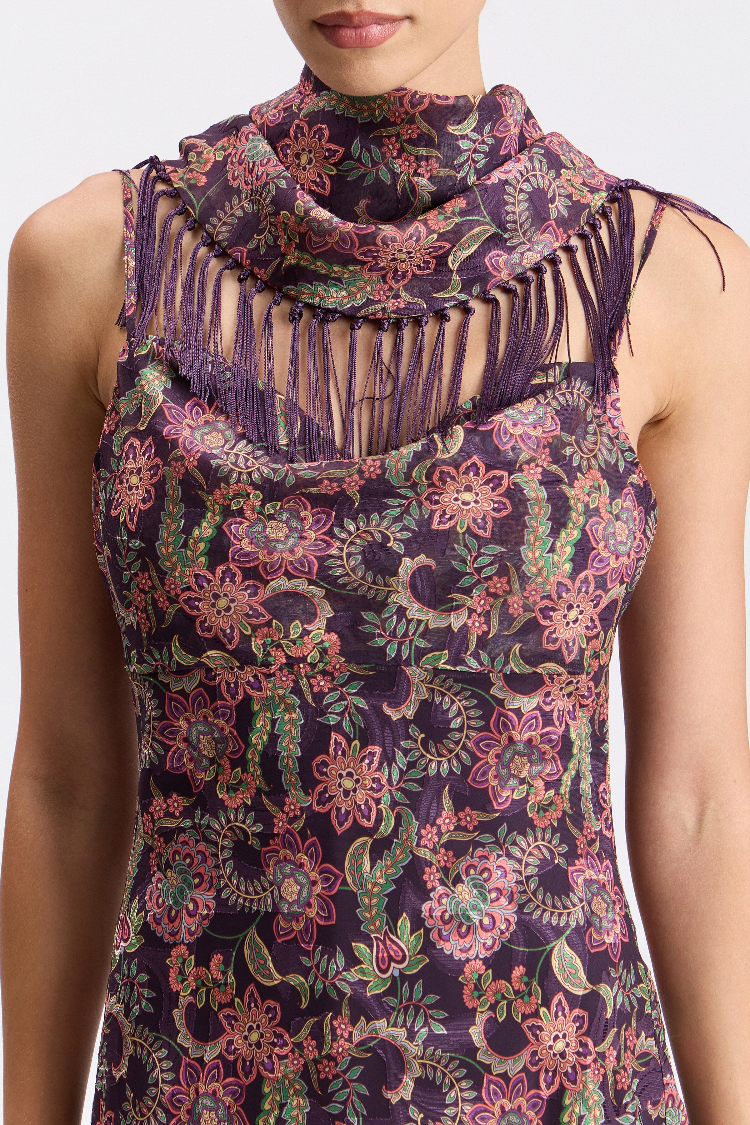 Flowy sleeveless maxidress with scarf and spaghetti straps - Shop women's maxi dresses by Avec Les Filles.