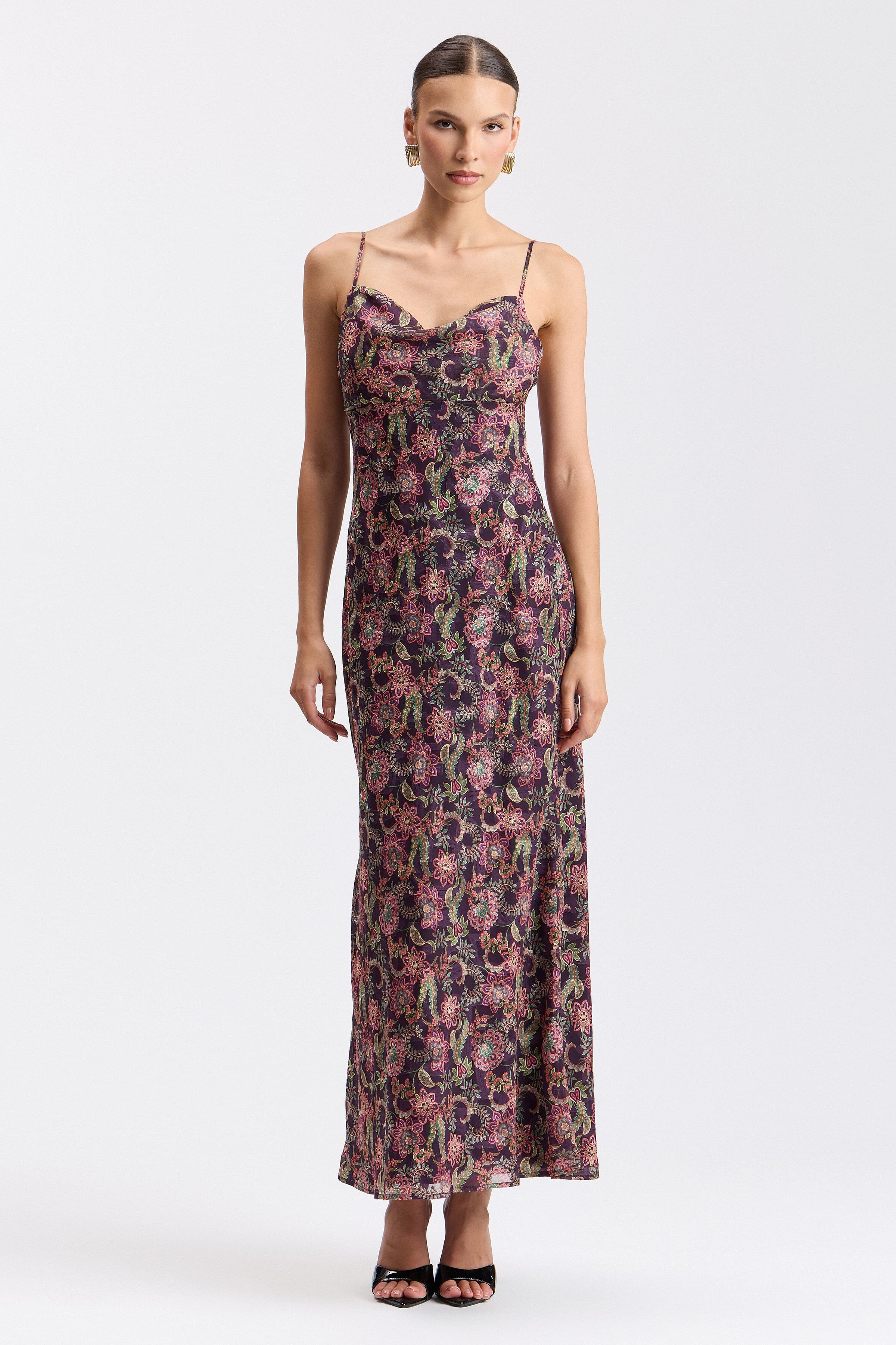 Paisley pattern dress with adjustable spaghetti straps - Shop women's printed maxi dresses by Avec Les Filles.