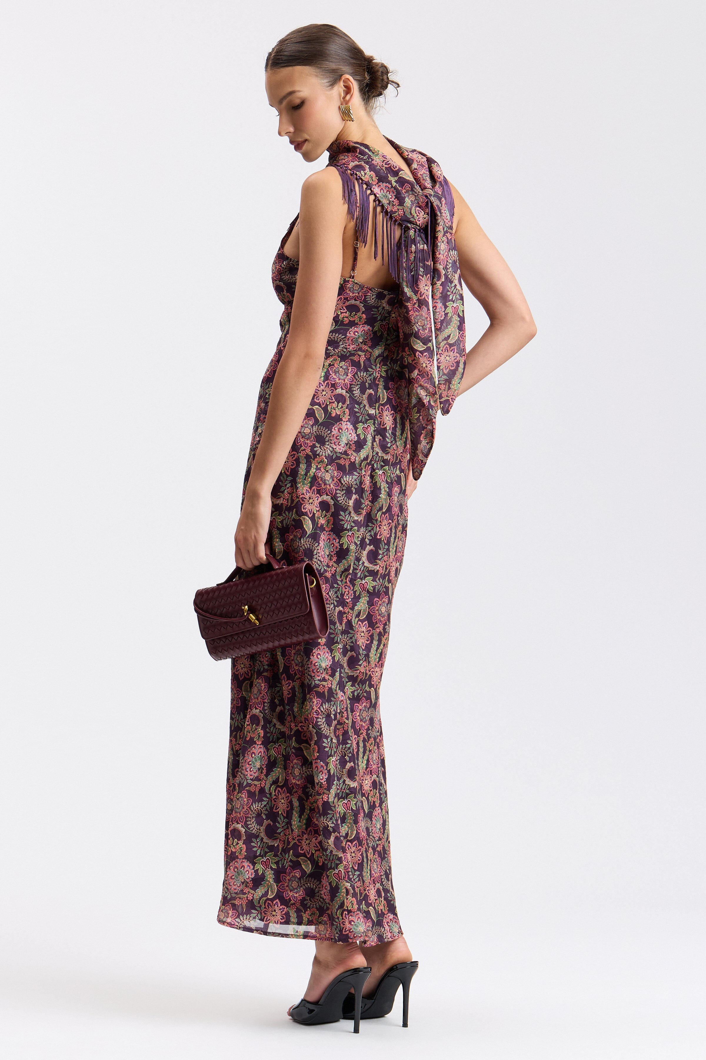 Paisley print dress with scarf and adjustable straps - Shop women's printed maxi dresses by Avec Les Filles.