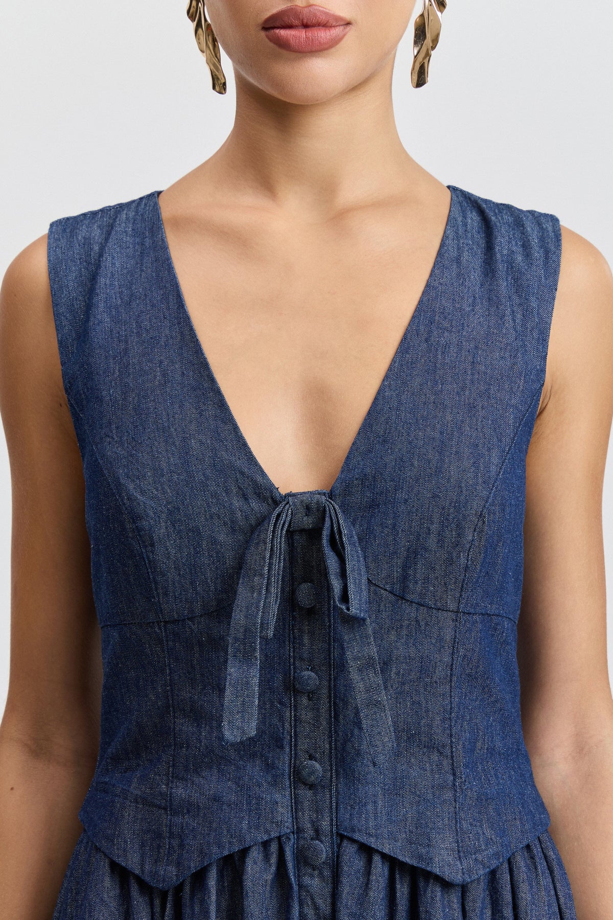 Denim Drop-Waist Maxi Dress Dresses Avec Les Filles 