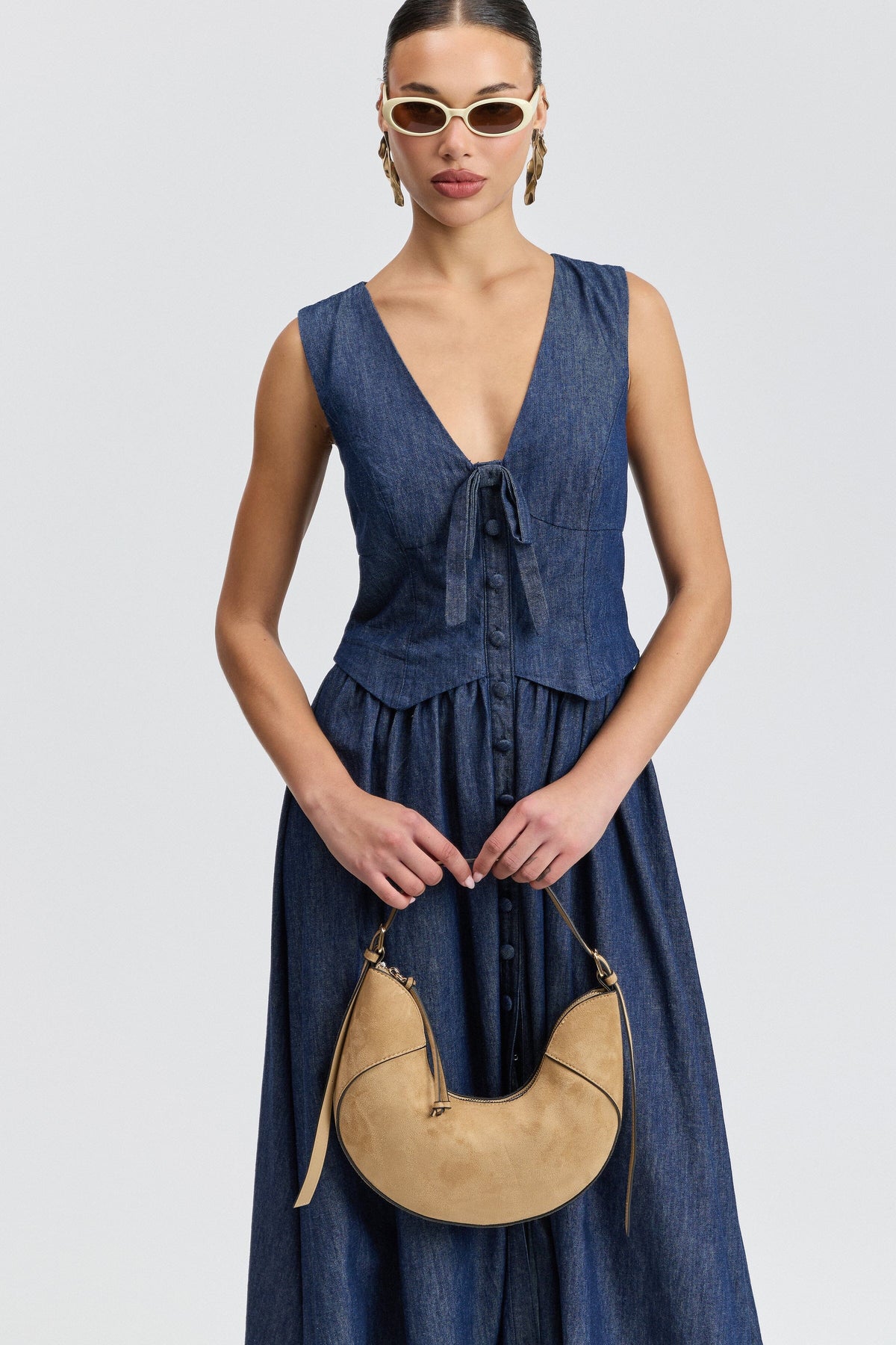 Denim Drop-Waist Maxi Dress Dresses Avec Les Filles 