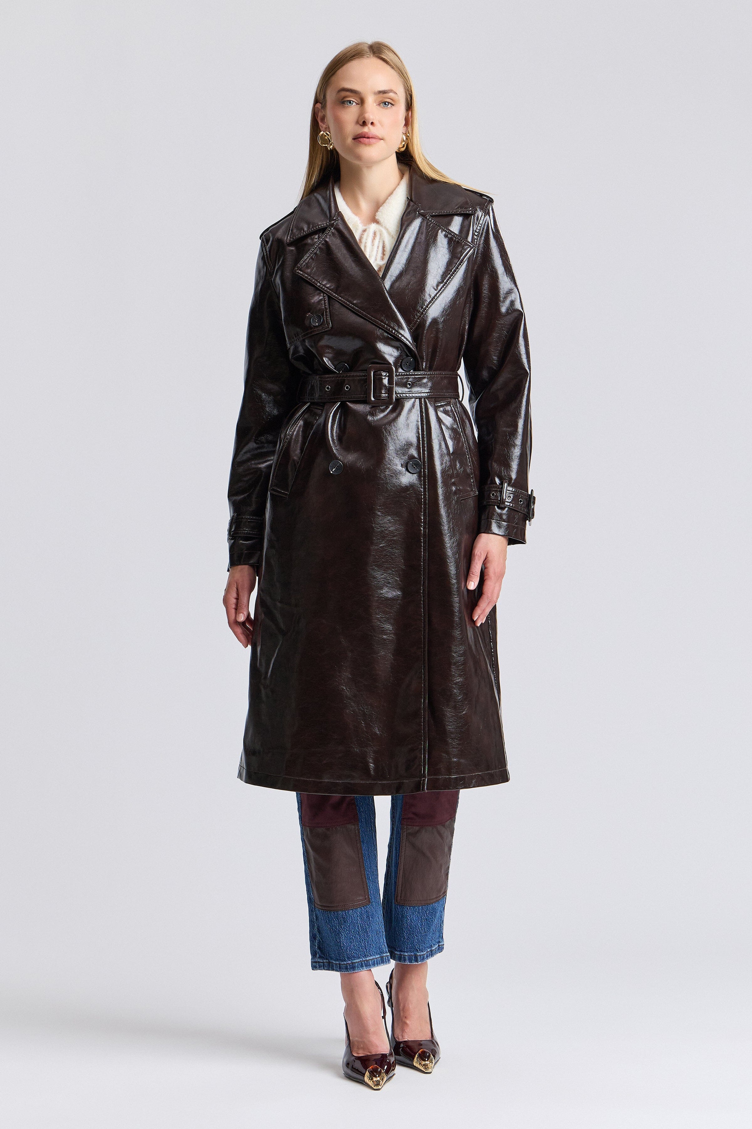 Long brown trench coat womens with a front button - Shop designer women's trench coats by Avec Les Filles.