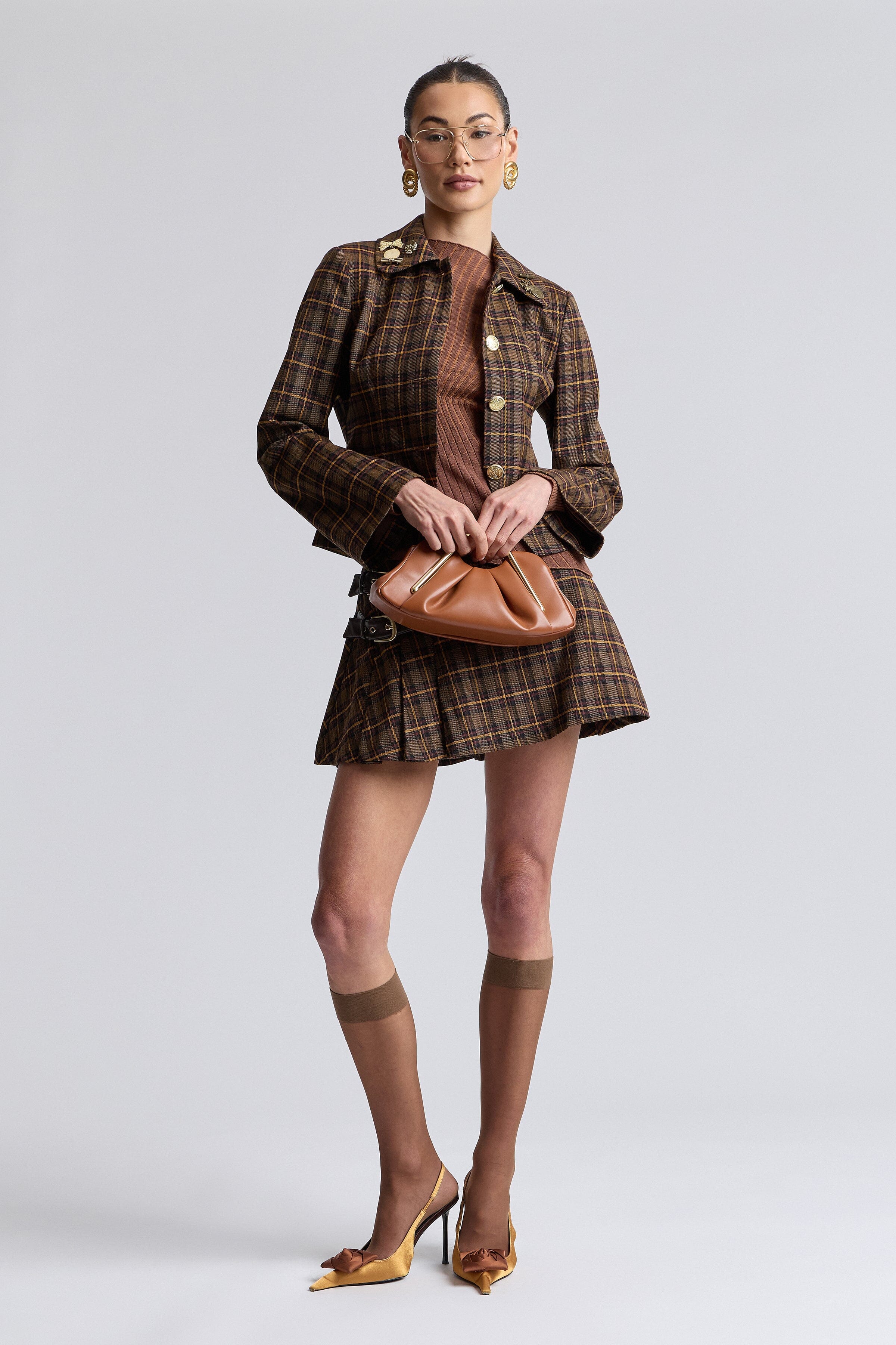 Novelty Pin Plaid Jacket Avec Les Filles 