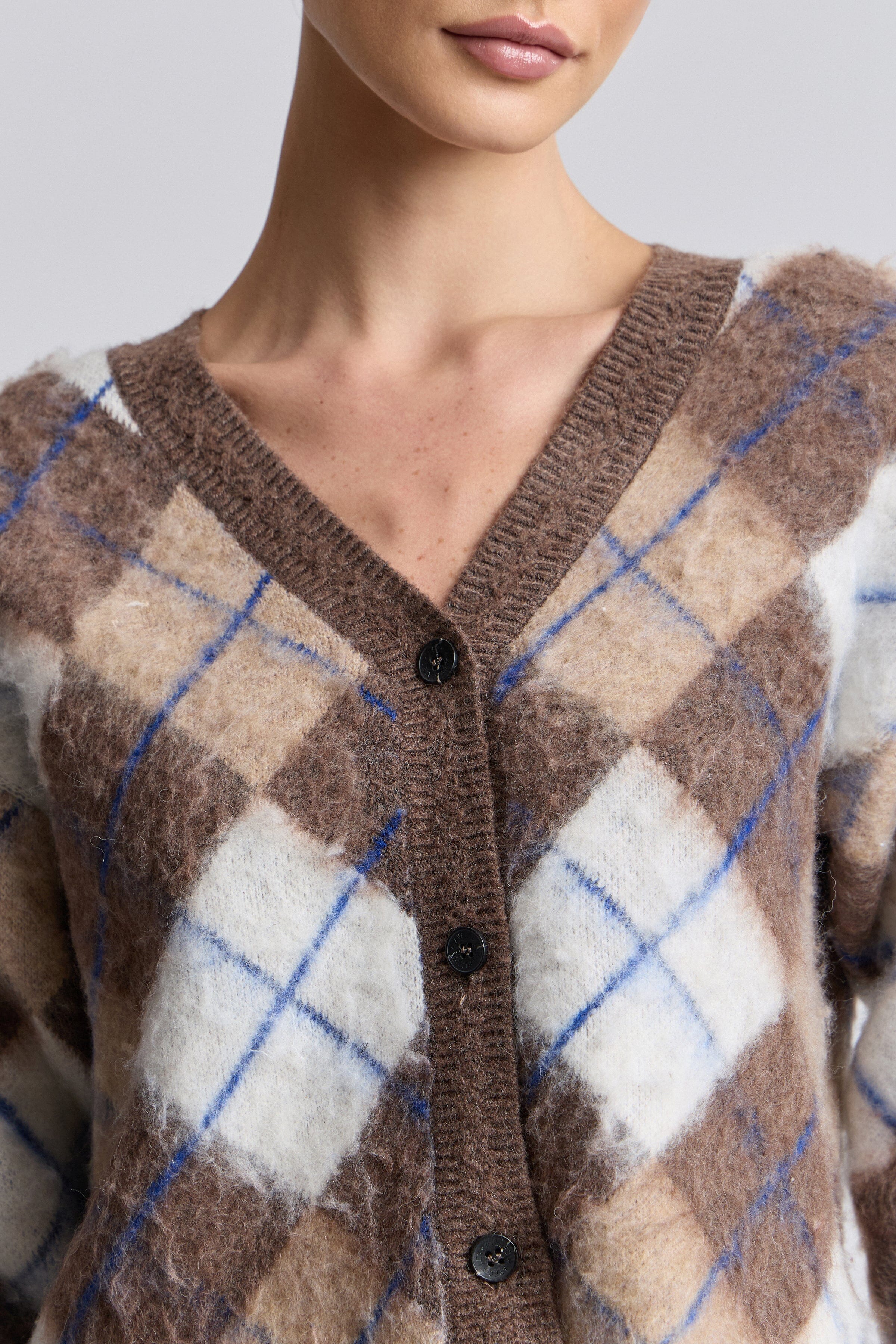 Jacquard cropped argyle sweater with a button front - Shop women's cute cropped cardigan by Avec Les Filles.