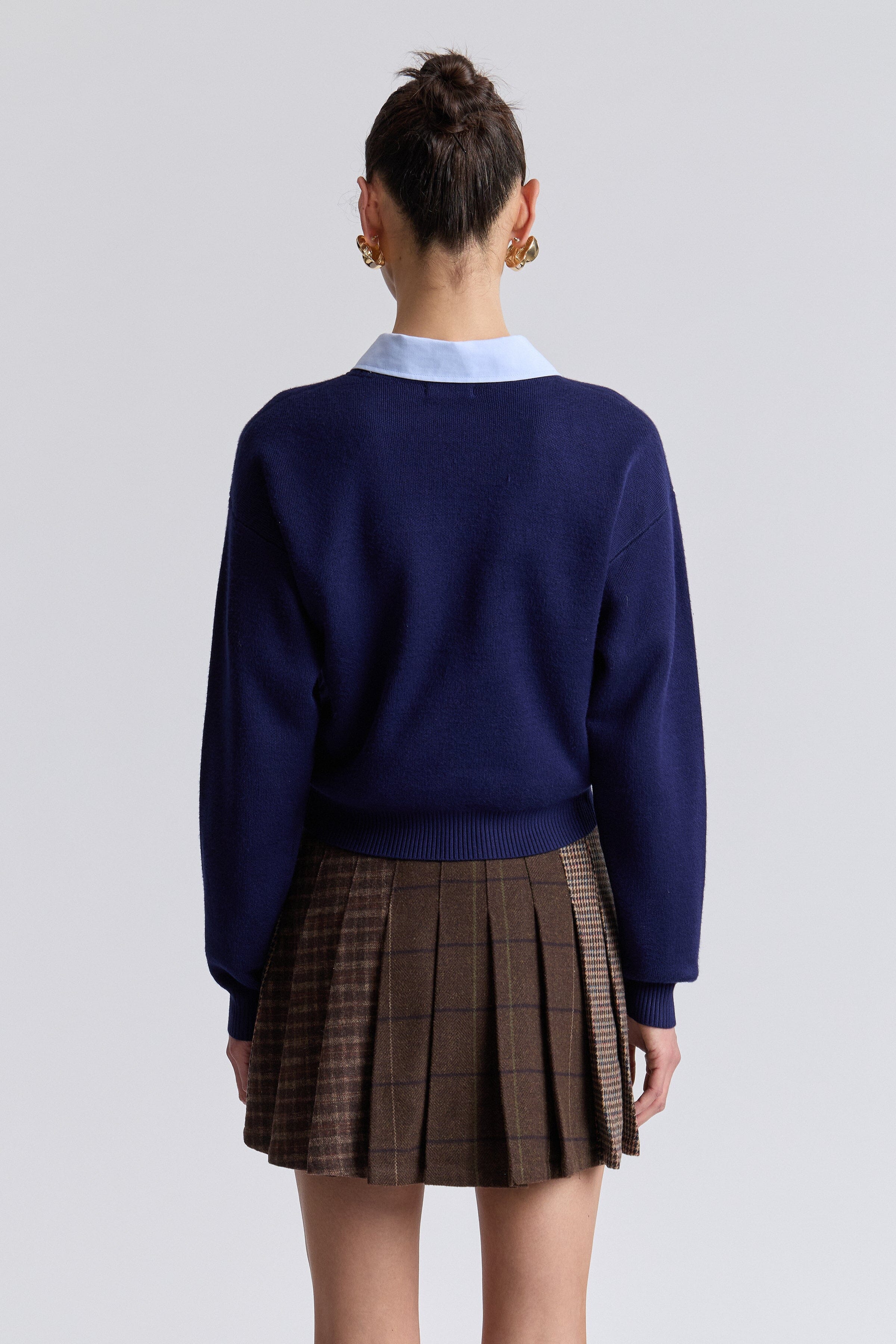 Embroidered navy blue womens sweater with long sleeves - Shop cute sweaters by Avec Les Filles