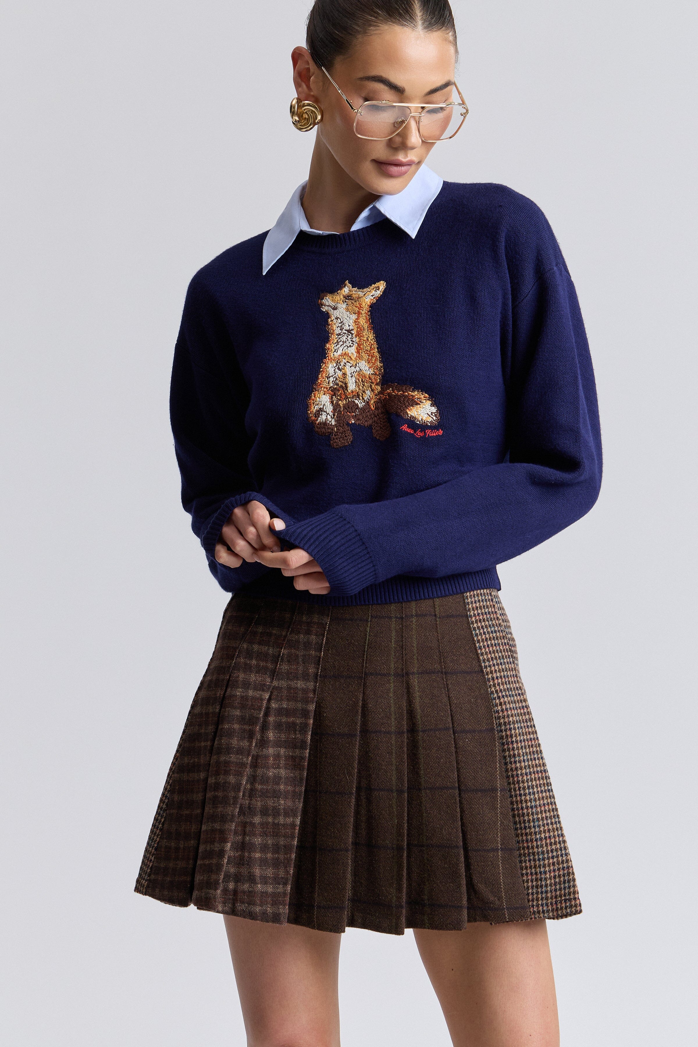 Fox sweater women with ribbed crew neck and long sleeves - Shop cute sweaters by Avec Les Filles
