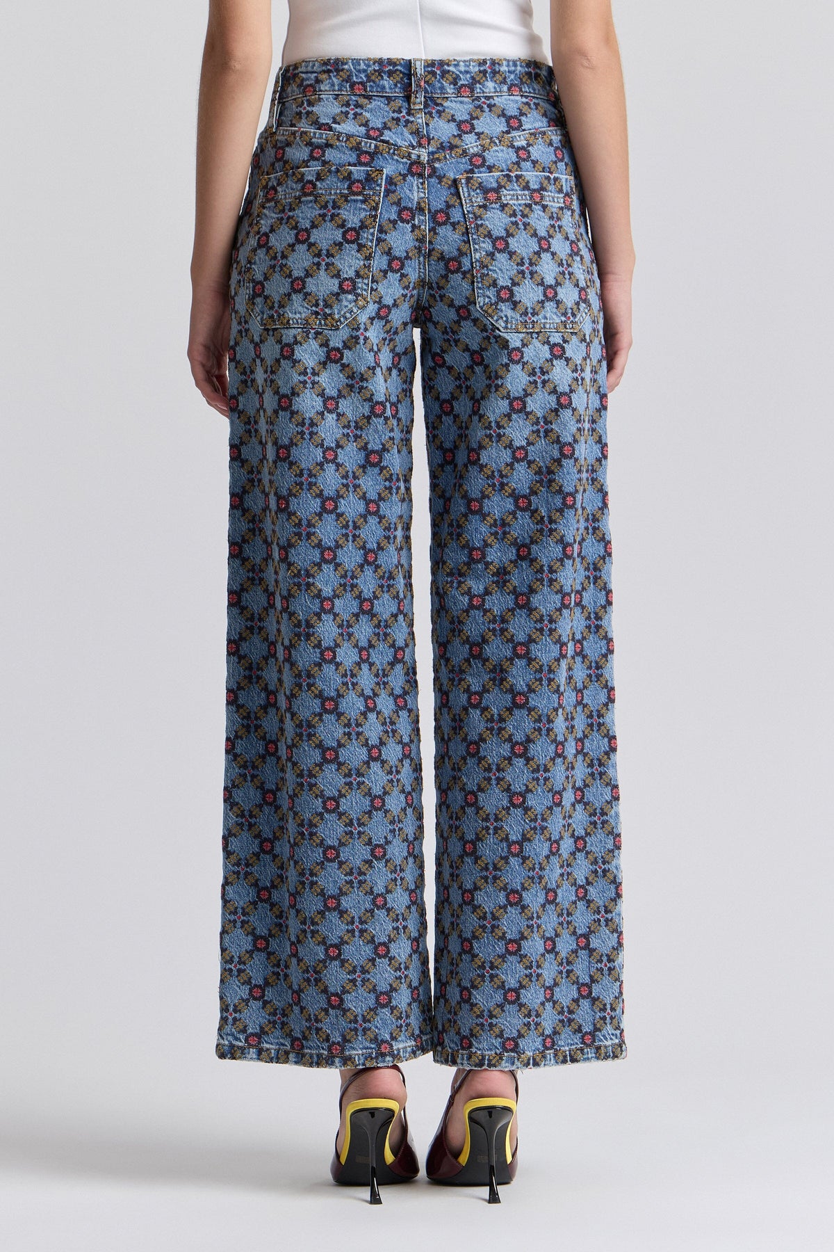 Wide-leg embroidered denim jeans with a mid-rise waist - Shop cute embroidered jeans by Avec Les Filles.