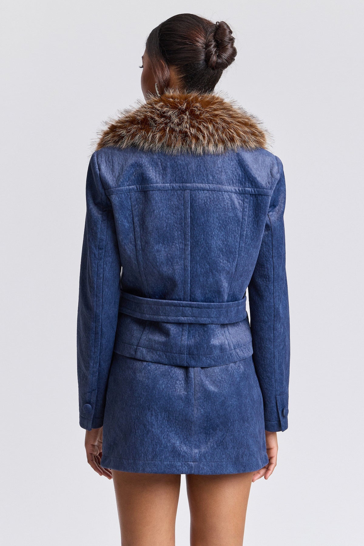 Blue double-breasted blue jacket women with detachable collar - Shop cute coat jackets by Avec Les Filles.