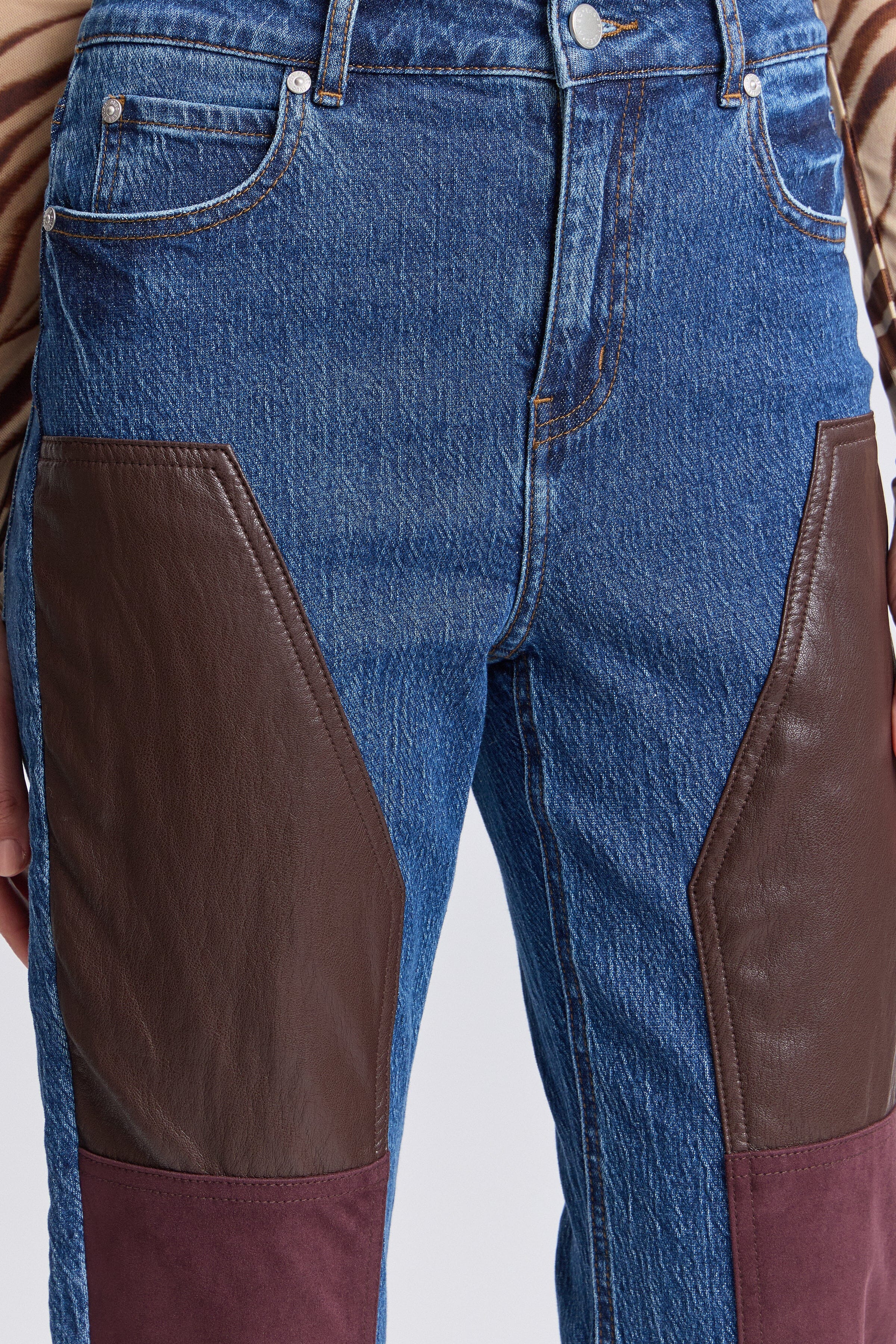 Straight-leg indigo blue cropped denim carpenter jeans with pockets - Shop women's denim jeans by Avec Les Filles.