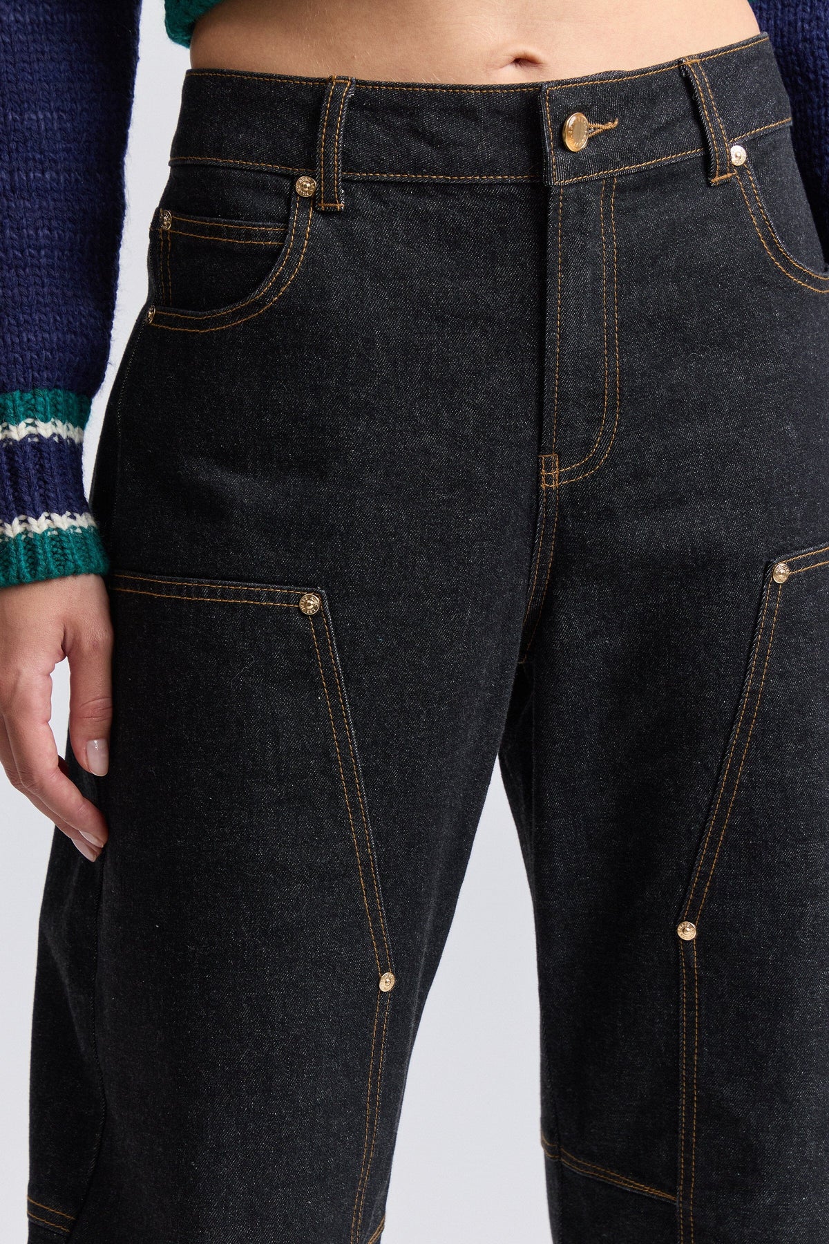 Black wide leg dark denim jeans with a mid-rise waist - Shop designer women's cute jeans by Avec Les Filles.