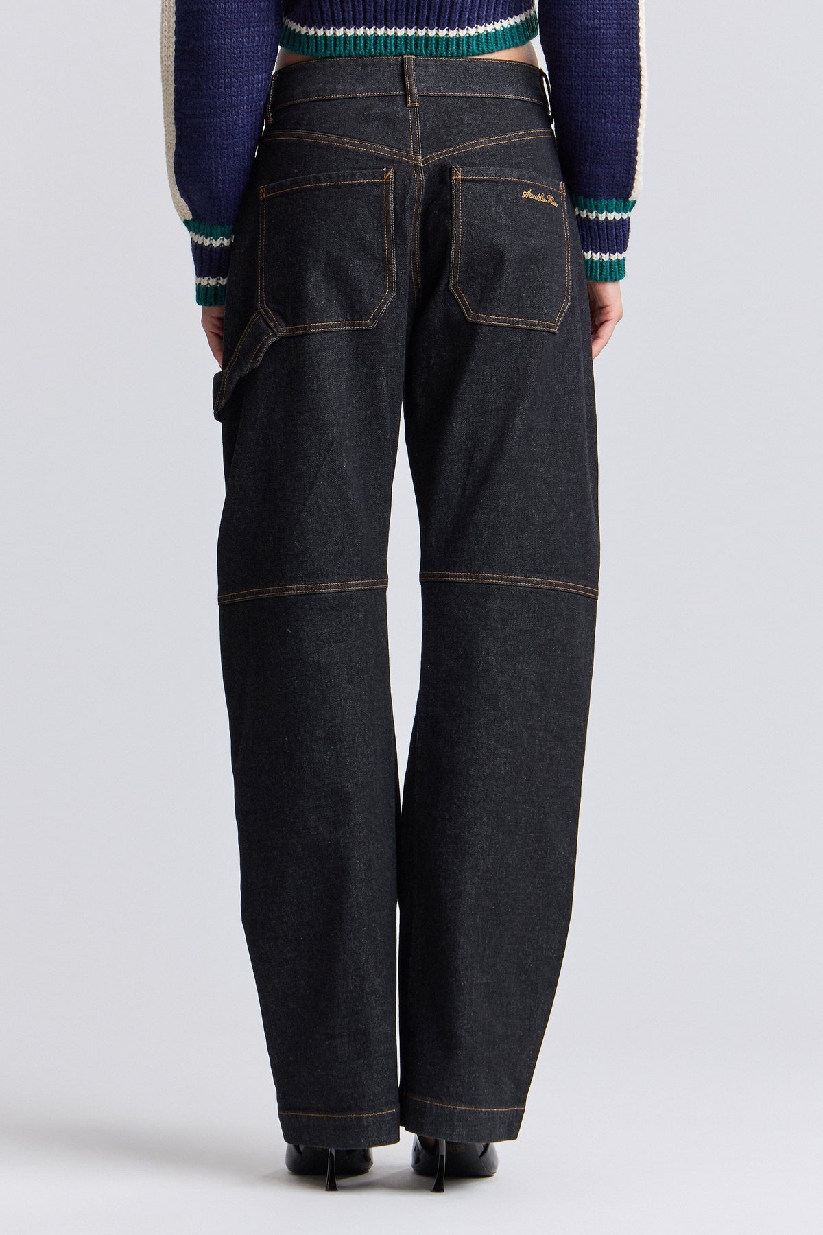 Black dark wash wide leg jeans womens with pockets - Shop designer denim jeans by Avec Les Filles.