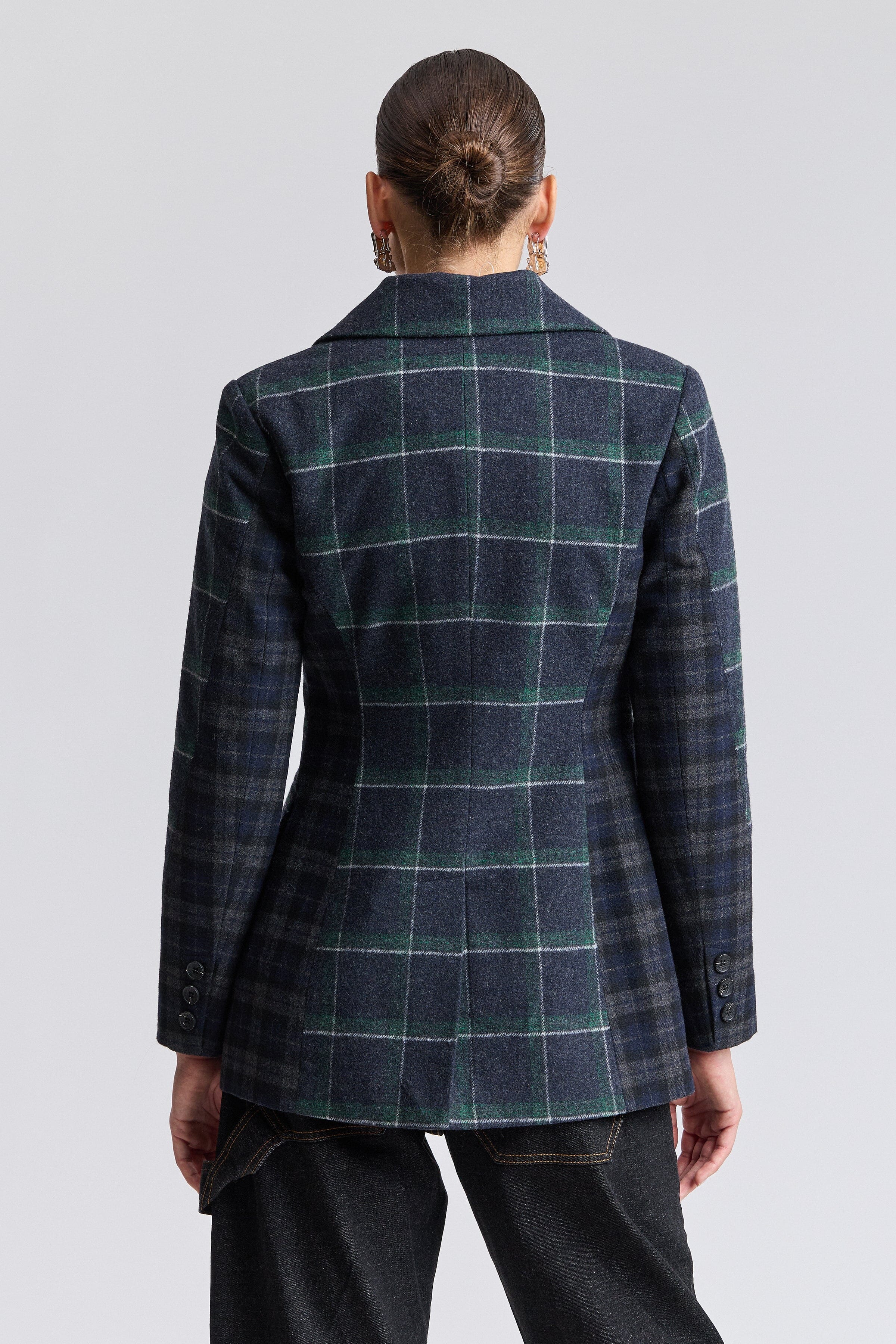 Blue and green plaid blazer with long sleeves - Shop women's cute plaid blazer jackets by Avec Les Filles.