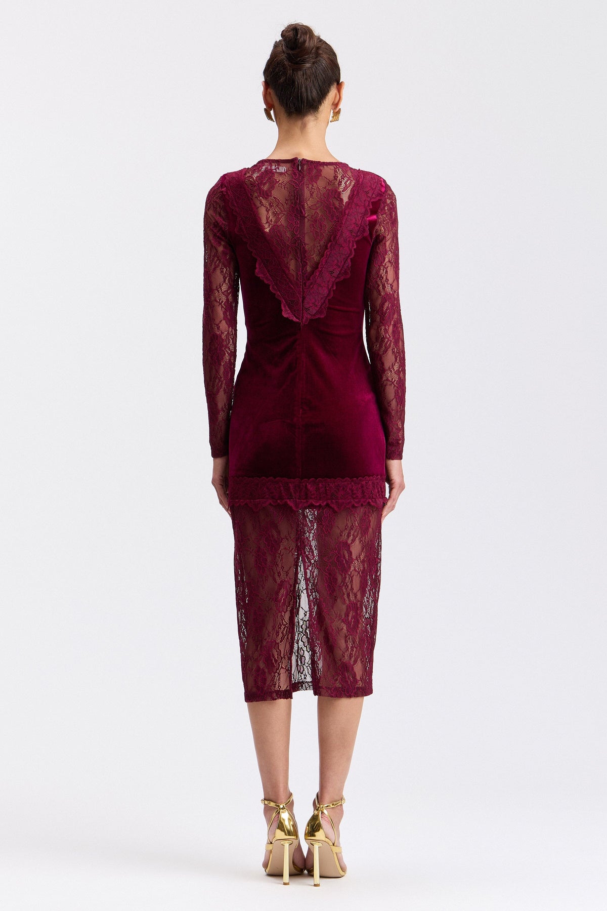 Lace long sleeve red dress - Shop designer women's cute midi dresses by Avec Les Filles.