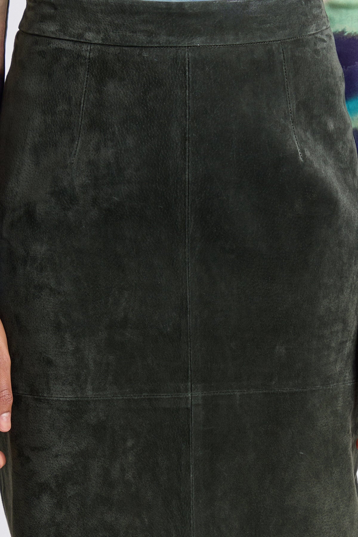 Olive green pencil skirt has a high waist - Shop designer women's long maxi pencil skirts by Avec Les Filles.