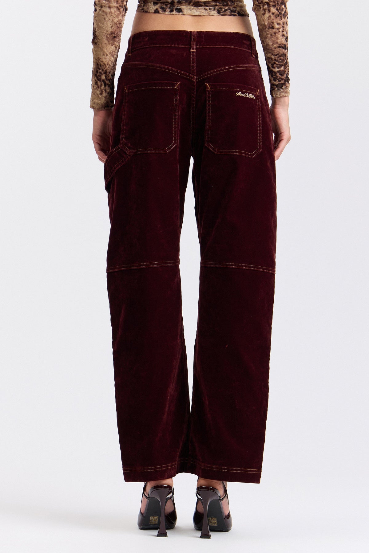 Stretch cotton wide-leg carpenter brown denim jeans - Shop designer womens brown jeans by Avec Les Filles.
