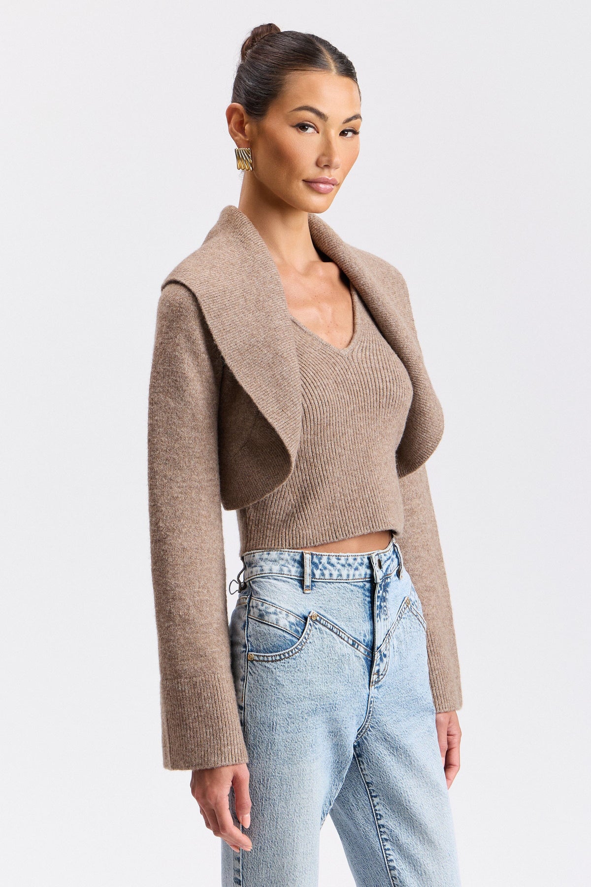 Oversized collar shrug & V-neck sweater set - Shop women's cute 2 piece sweater sets by Avec Les Filles.