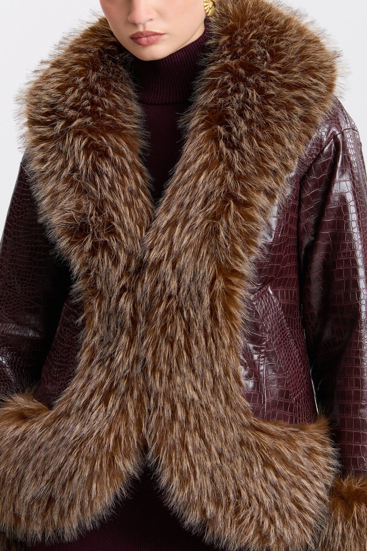 Croc leather jacket with a shawl collar - Shop designer women's cute leather jackets by Avec Les Filles.