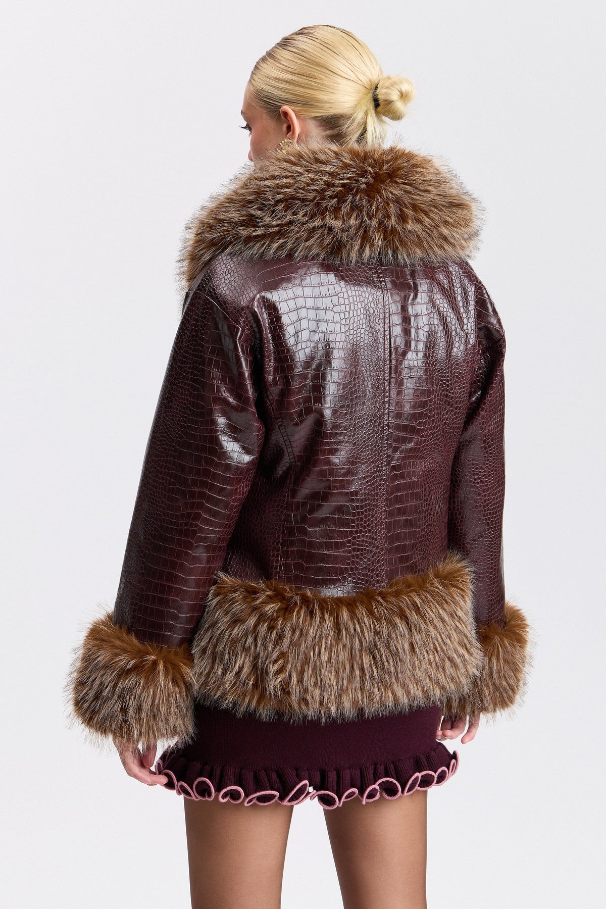 Faux fur jacket crocodile leather - Shop designer women's cute leather jackets by Avec Les Filles.