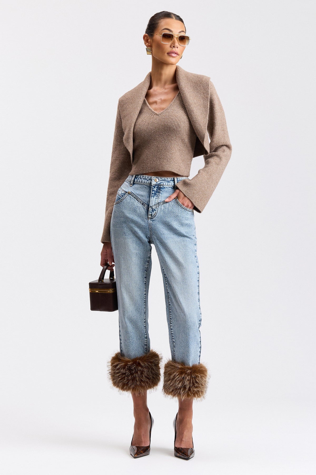 Denim stretch straight jeans with a high rise and pockets - Shop women's cute denim jeans by Avec Les Filles.