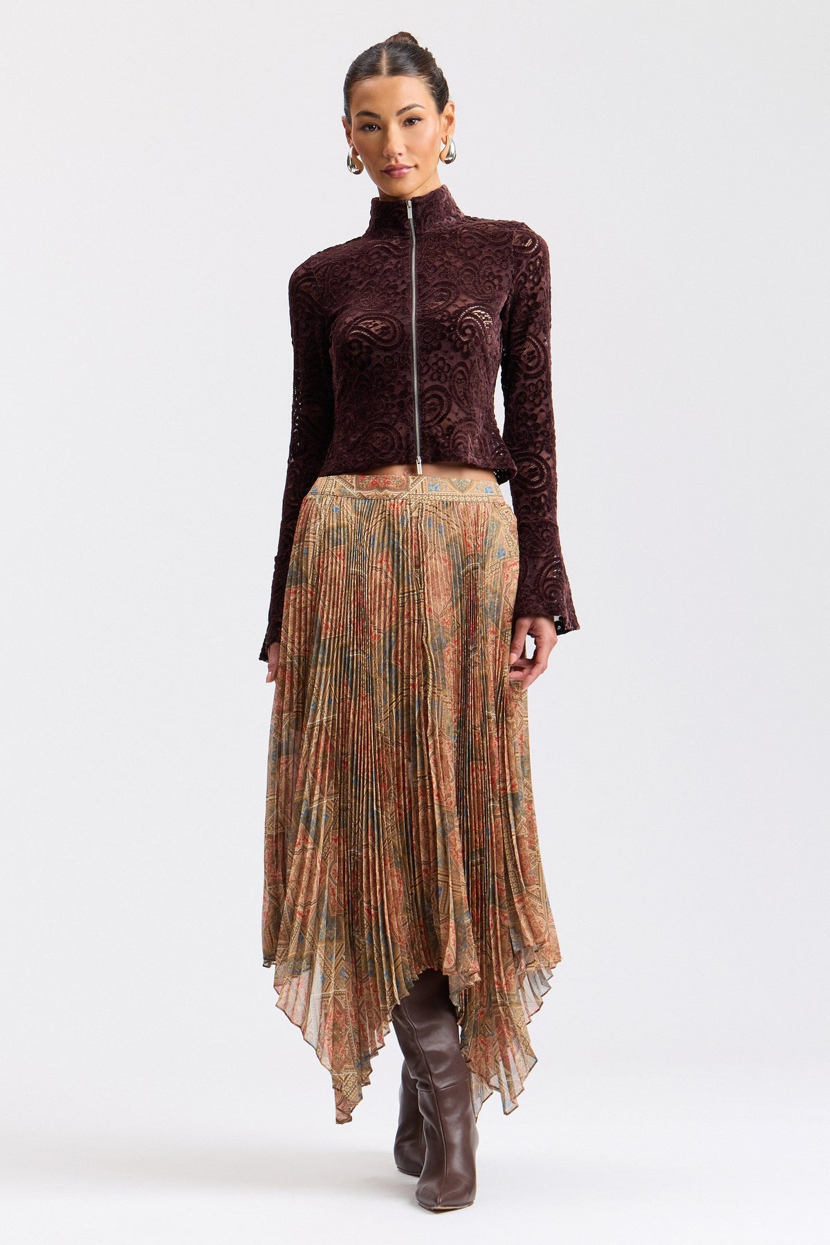 Printed chiffon maxi handkerchief skirt with an elastic waist - Shop women's cute maxi dresses by Avec Les Filles.