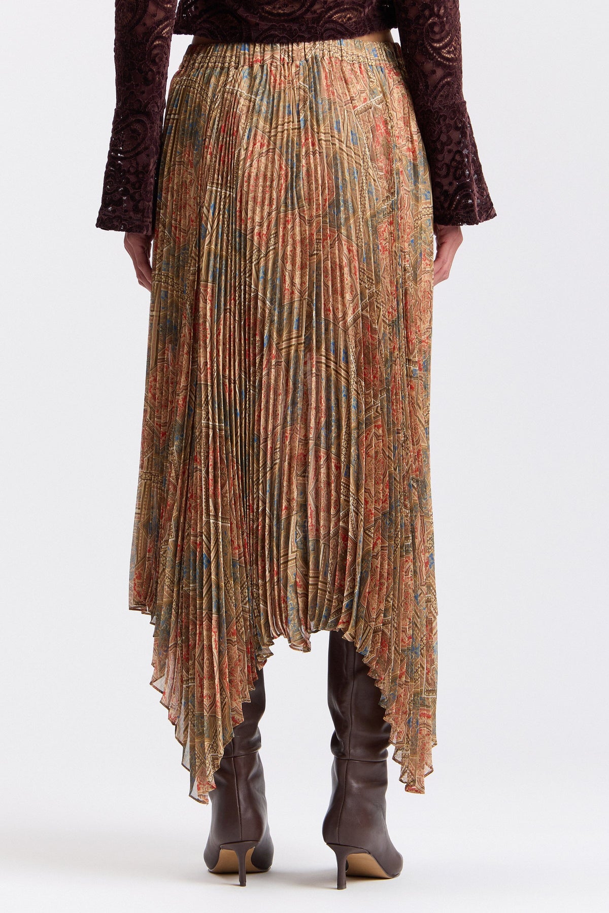 Printed chiffon printed maxi skirt with an elastic waist - Shop designer women's cute maxi dresses by Avec Les Filles.