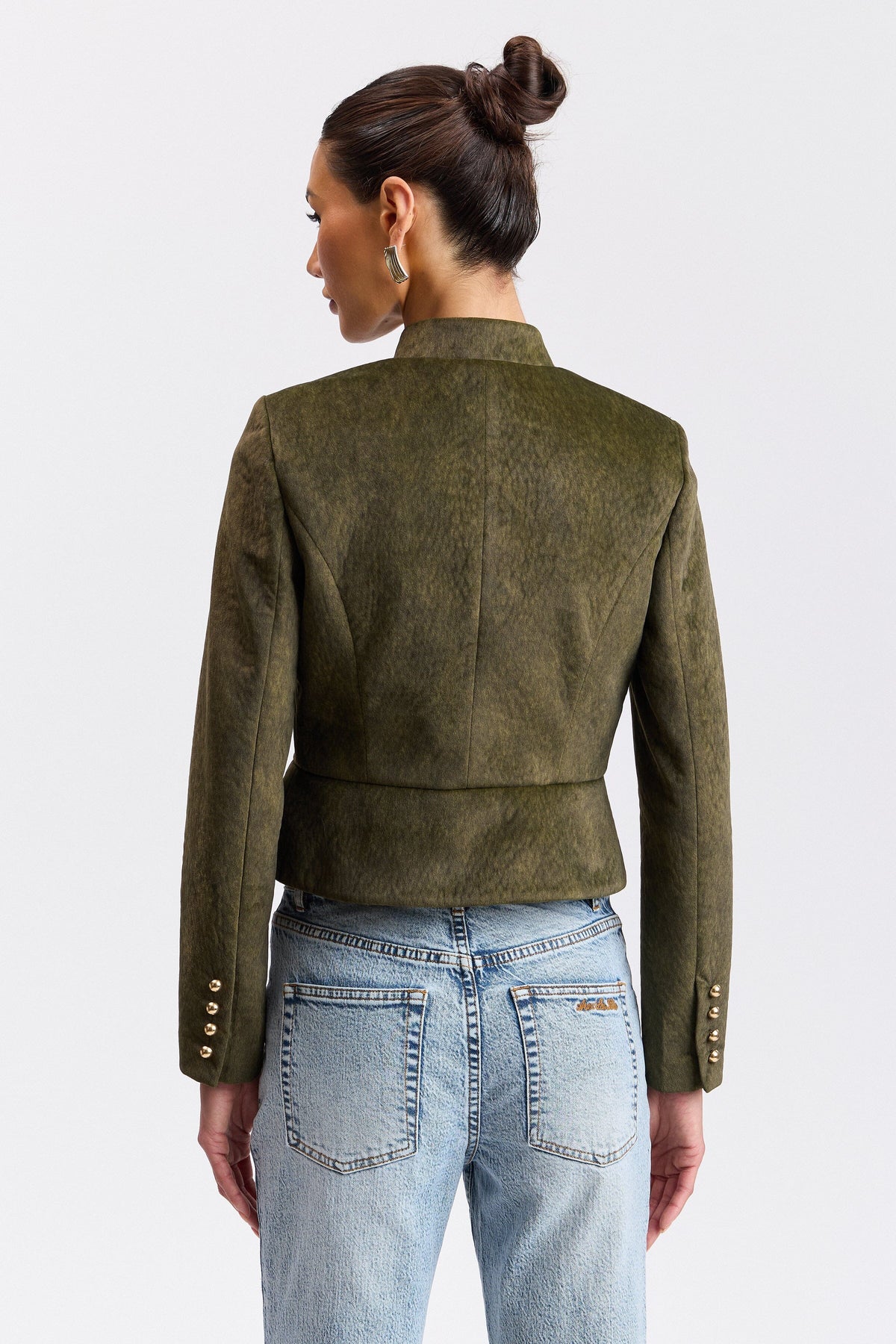 Dark green peplum military jacket  - Shop designer women's cute olive green jackets by Avec Les Filles.