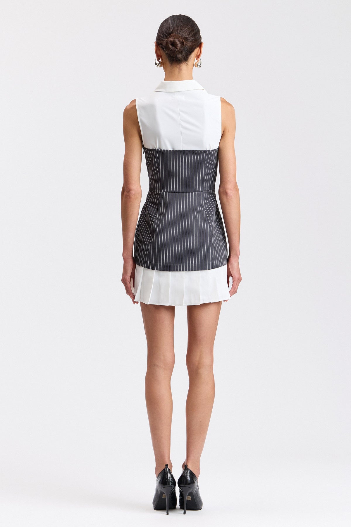 White and grey striped sleeveless button down dress - Shop women's cute work dresses by Avec Les Filles.