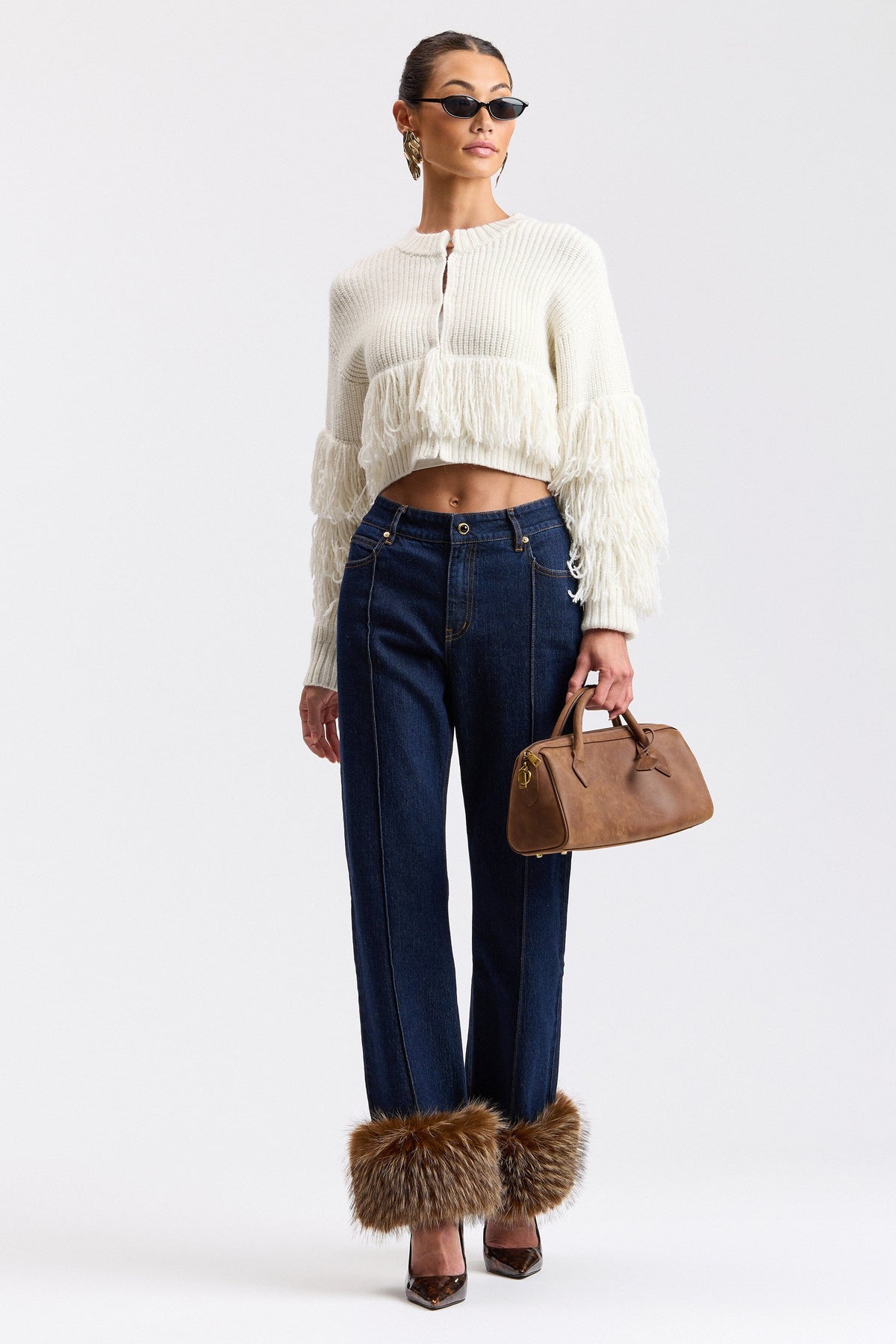 Stretch cotton Indigo blue high waist straight jeans - Shop women's cute denim jeans by Avec Les Filles.