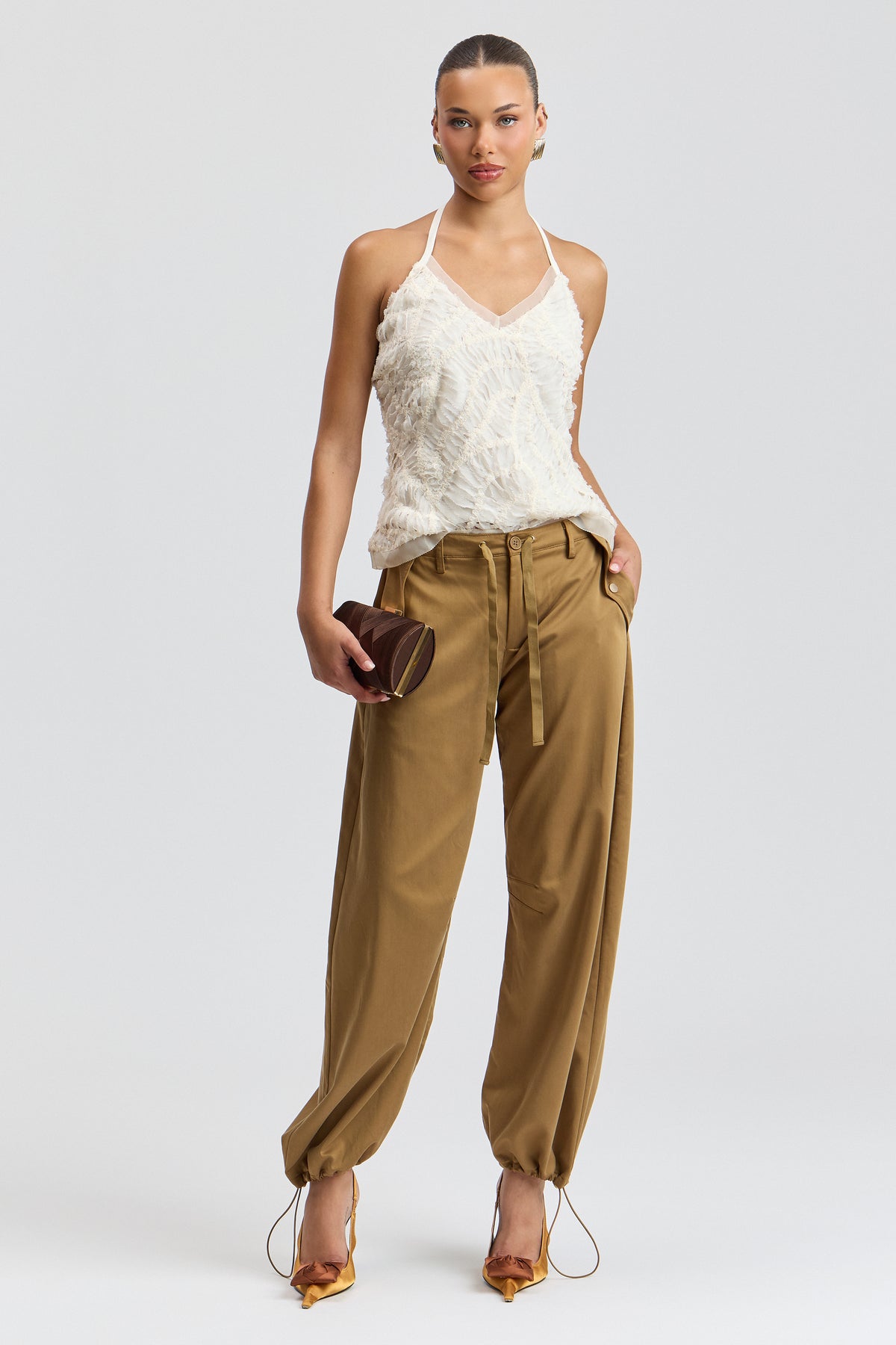 Lyocell Blend Bungee Hem Balloon Cargo Pant