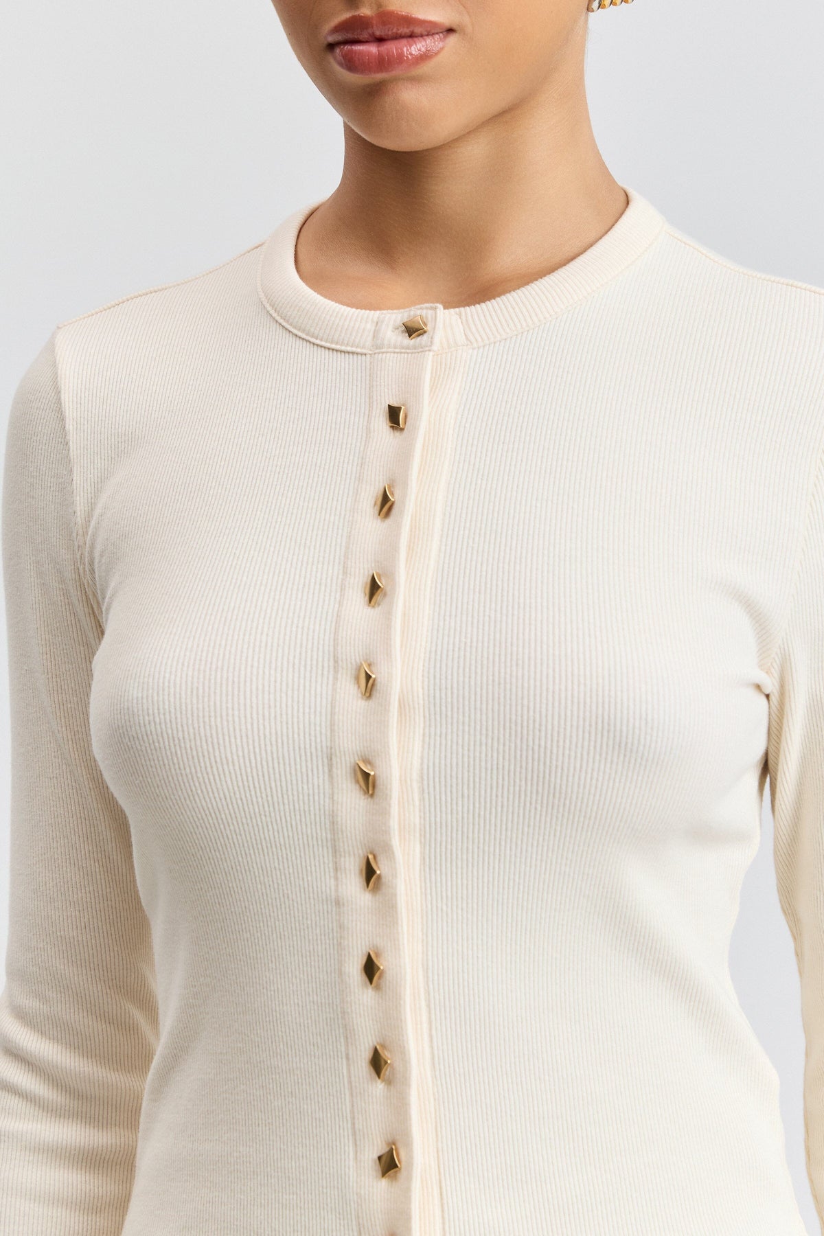 long sleeve white shirt in stretch cotton jersey with a button front. Shop women's cute white T-shirts by Avec Les Filles.