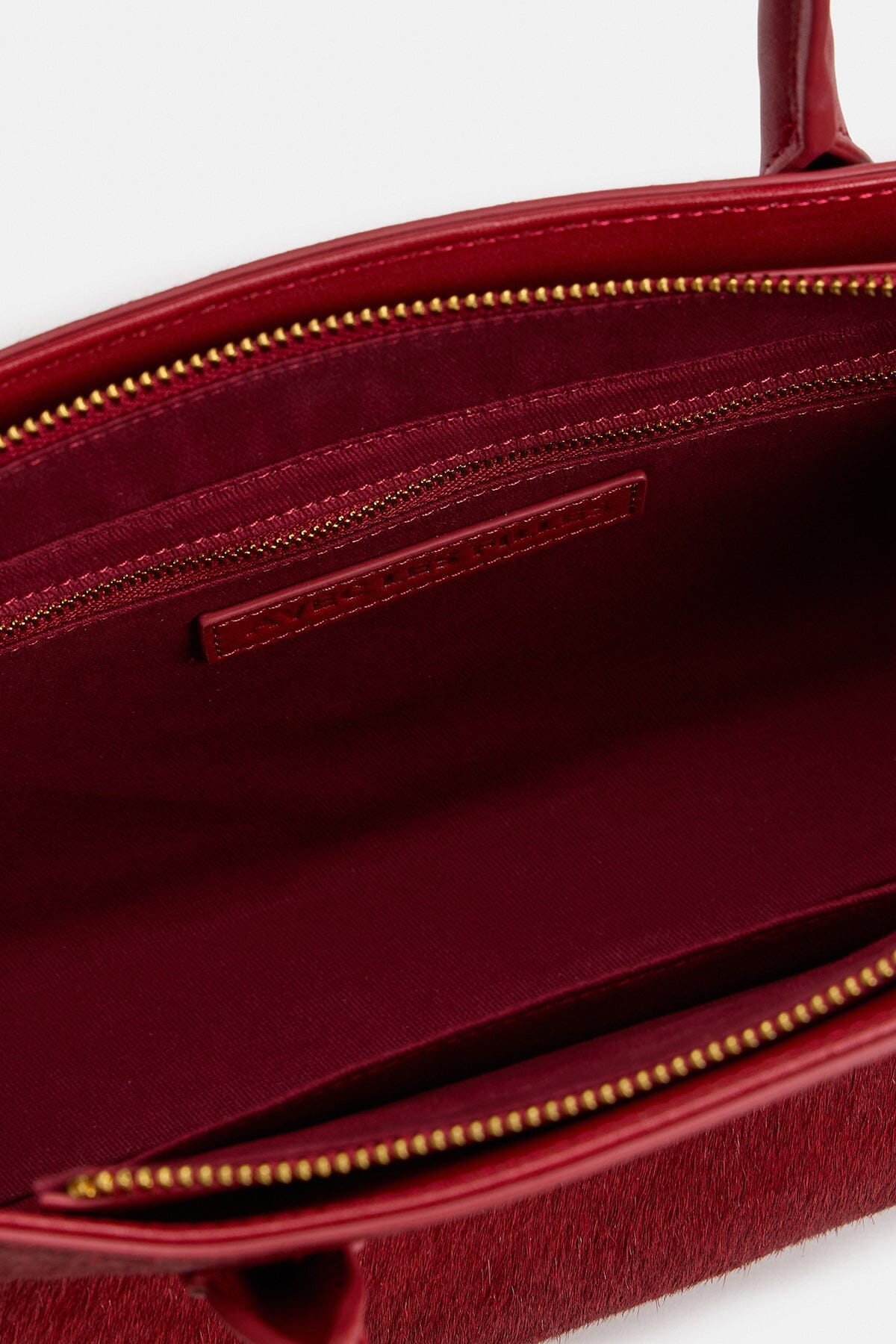 Red handbag in genuine leather with dual leather top handles - Shop designer handbags by Avec Les Filles.