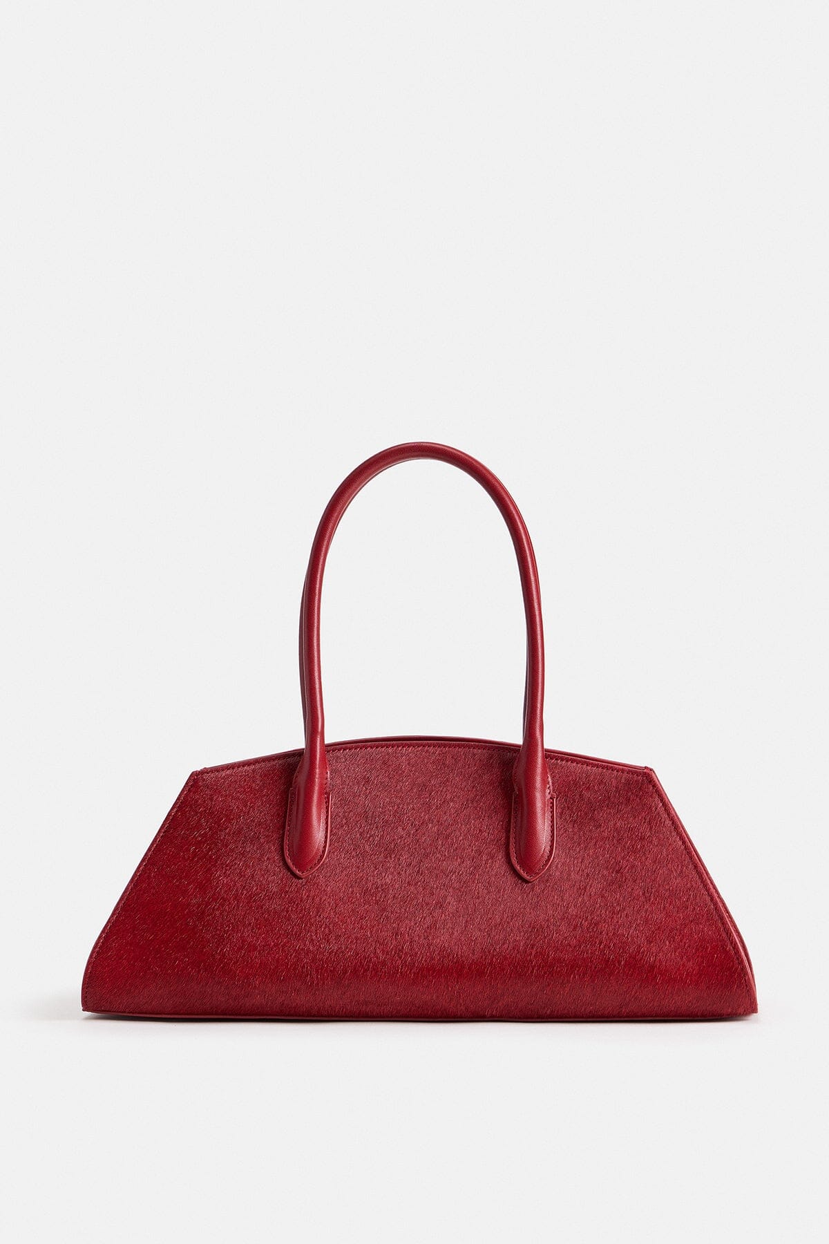 Red shoulder bag in genuine leather with dual leather top handles - Shop women's handbags by Avec Les Filles.