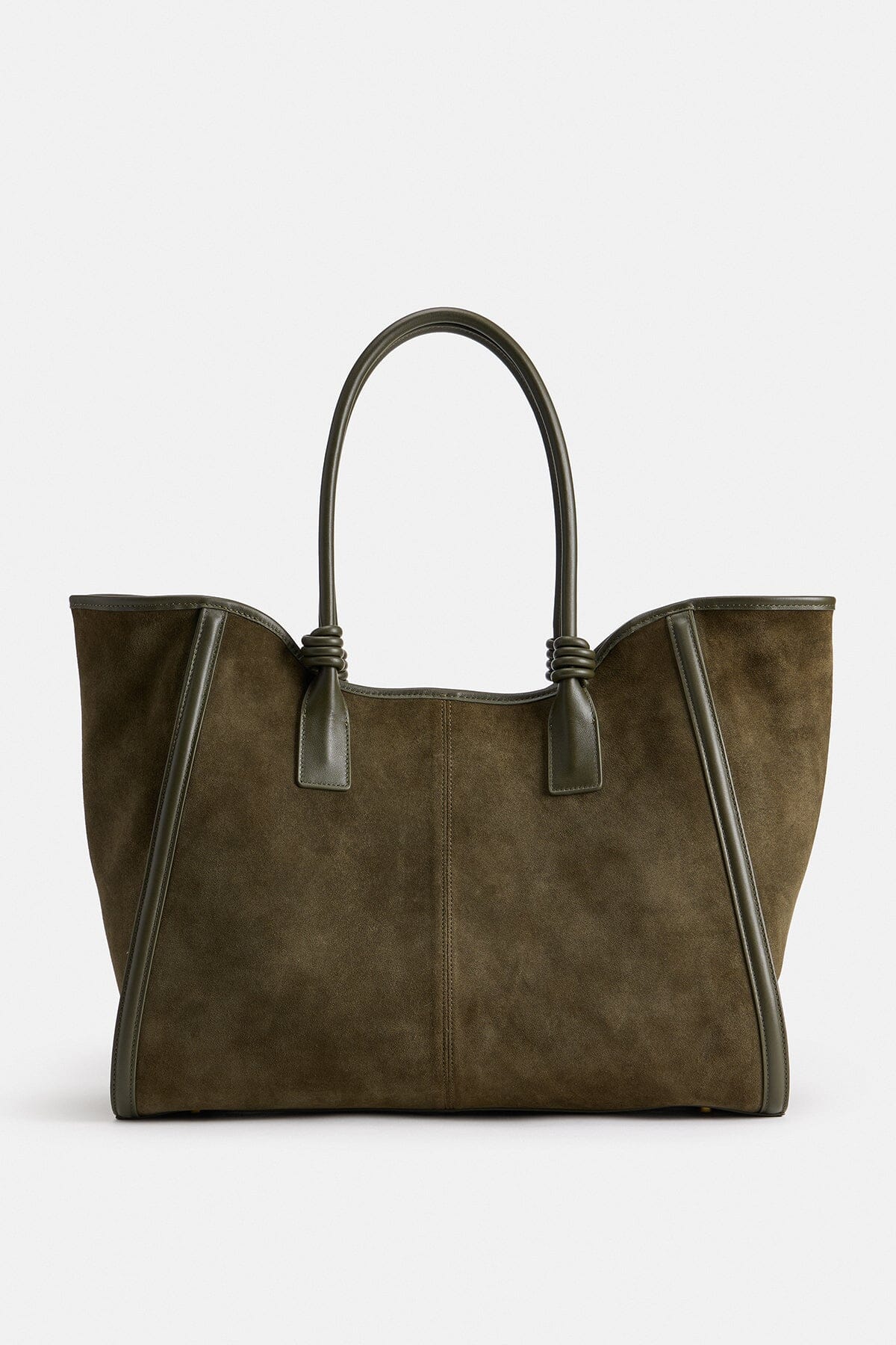 Olive green tote in genuine leather with dual leather shoulder straps - Shop women's tote bags by Avec Les Filles.