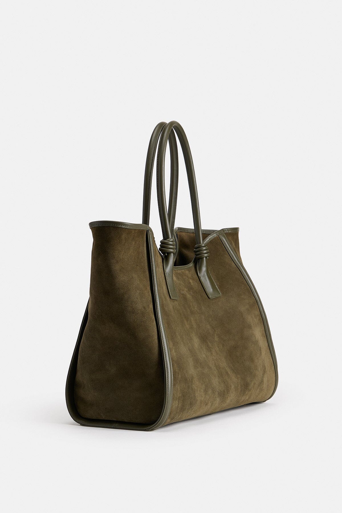 Olive tote bag in genuine leather with dual leather shoulder straps - Shop cute tote bags by Avec Les Filles.