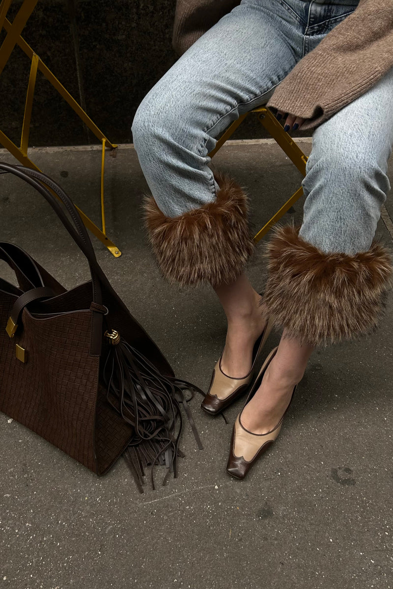 Dark brown suede handbag with dual leather shoulder straps - bags by Avec Les Filles.