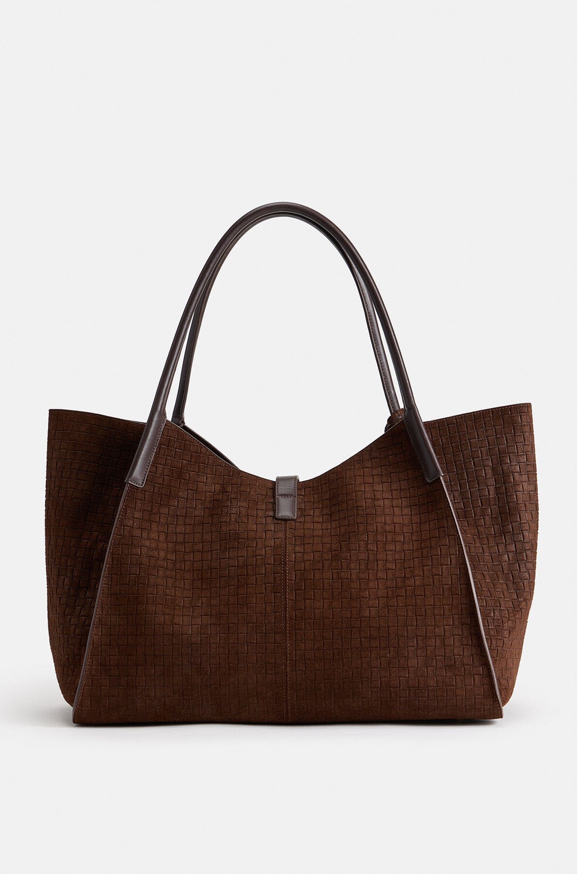 Brown woven shoulder bag in genuine leather - Shop designer women's cute suede brown bags by Avec Les Filles.