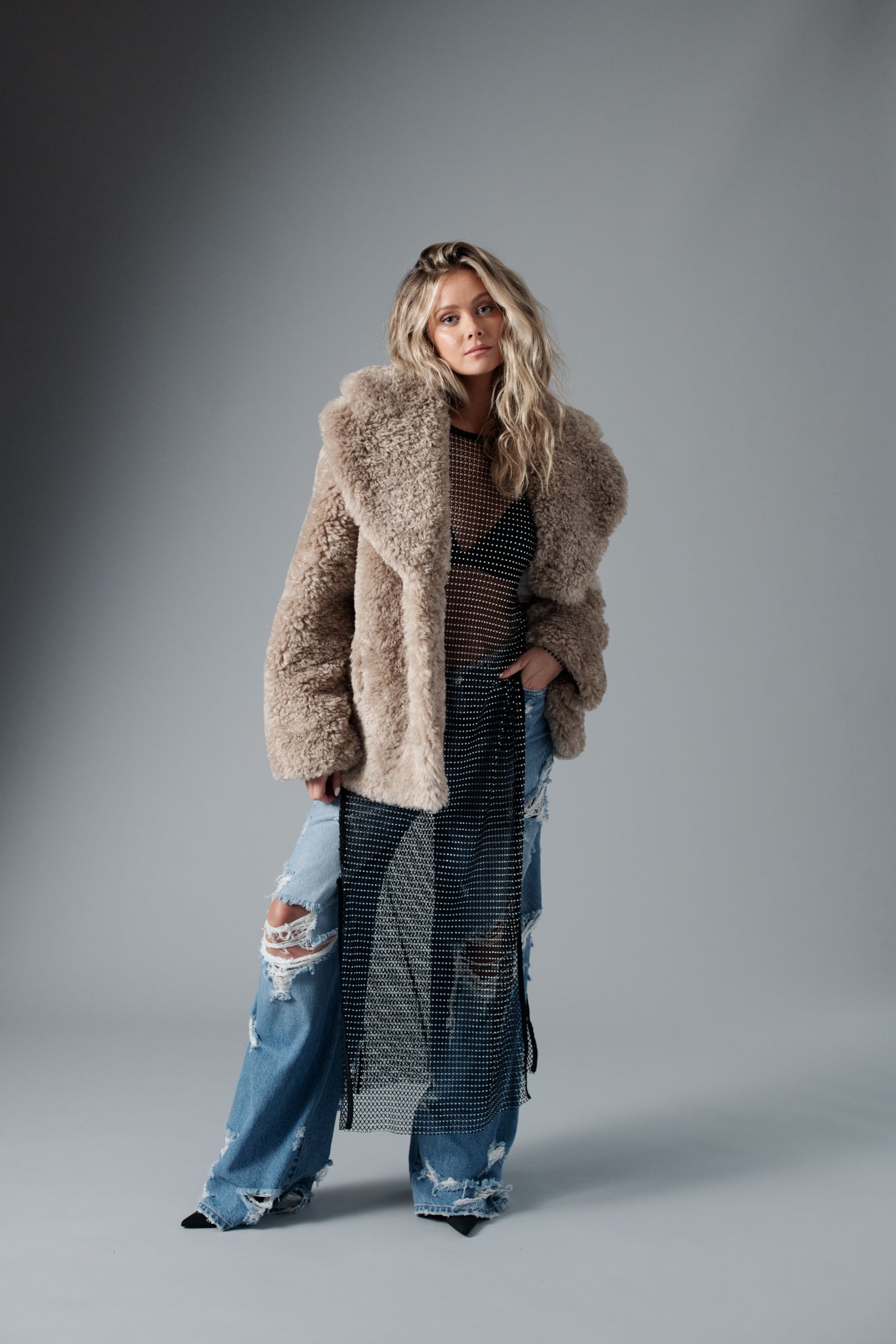 I saw it first grey fur coat hotsell