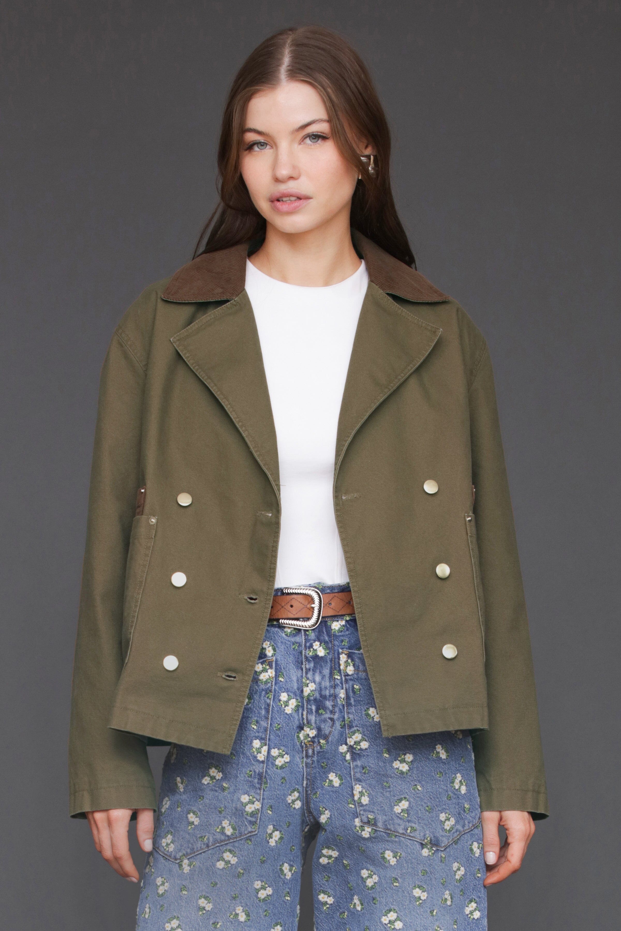 Cropped Thyme Double Breasted Cotton Utility Jacket Coats & Jackets Avec Les Filles 