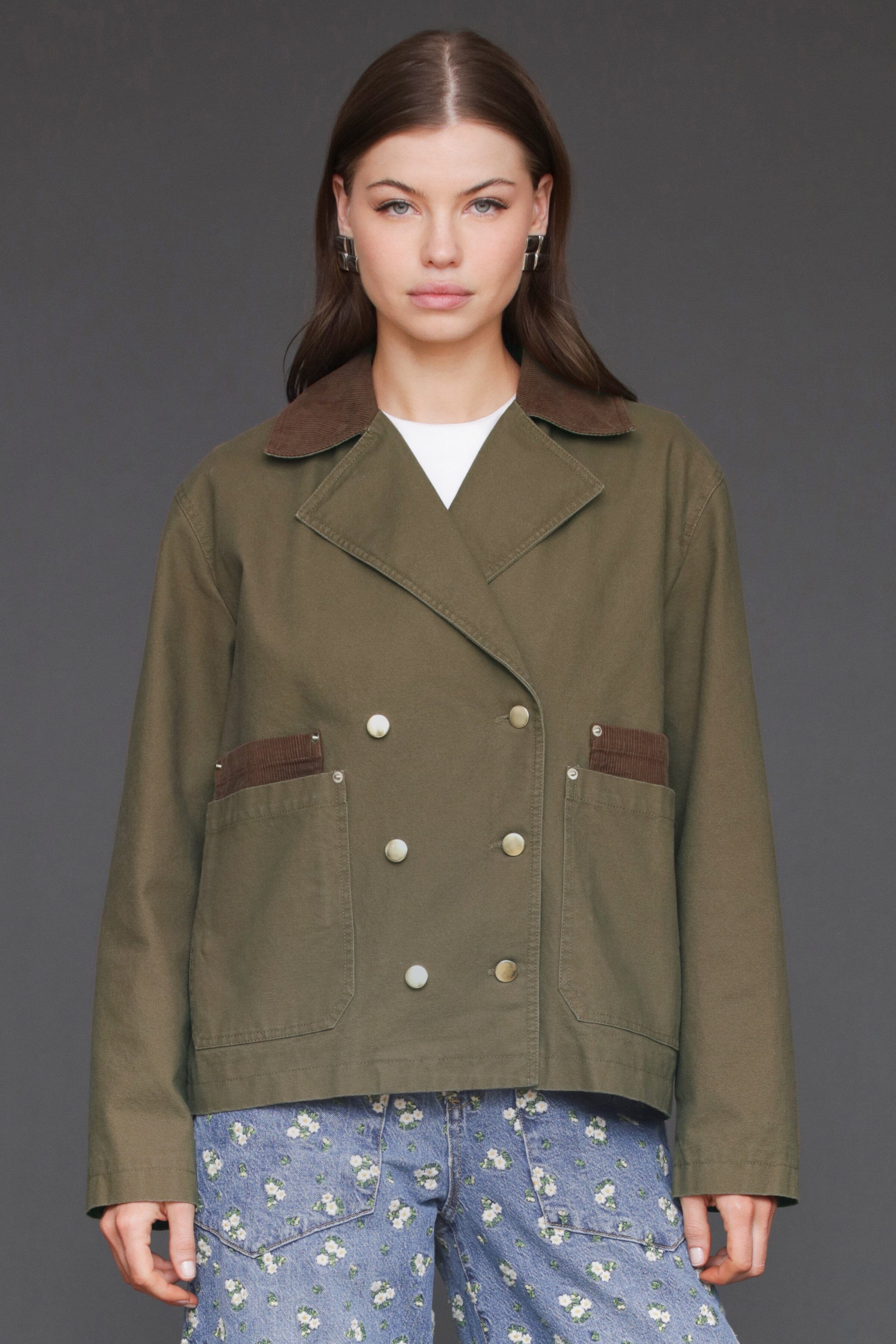 Cropped Thyme Double Breasted Cotton Utility Jacket Coats & Jackets Avec Les Filles 