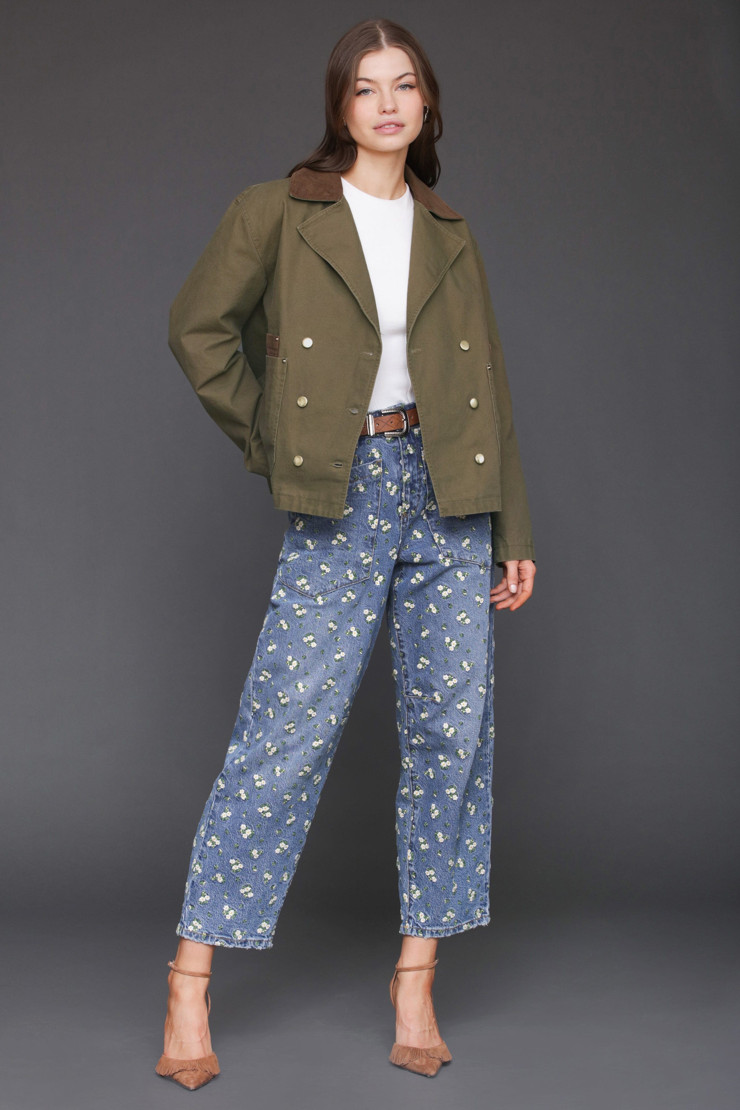 Cropped Thyme Double Breasted Cotton Utility Jacket Coats & Jackets Avec Les Filles 