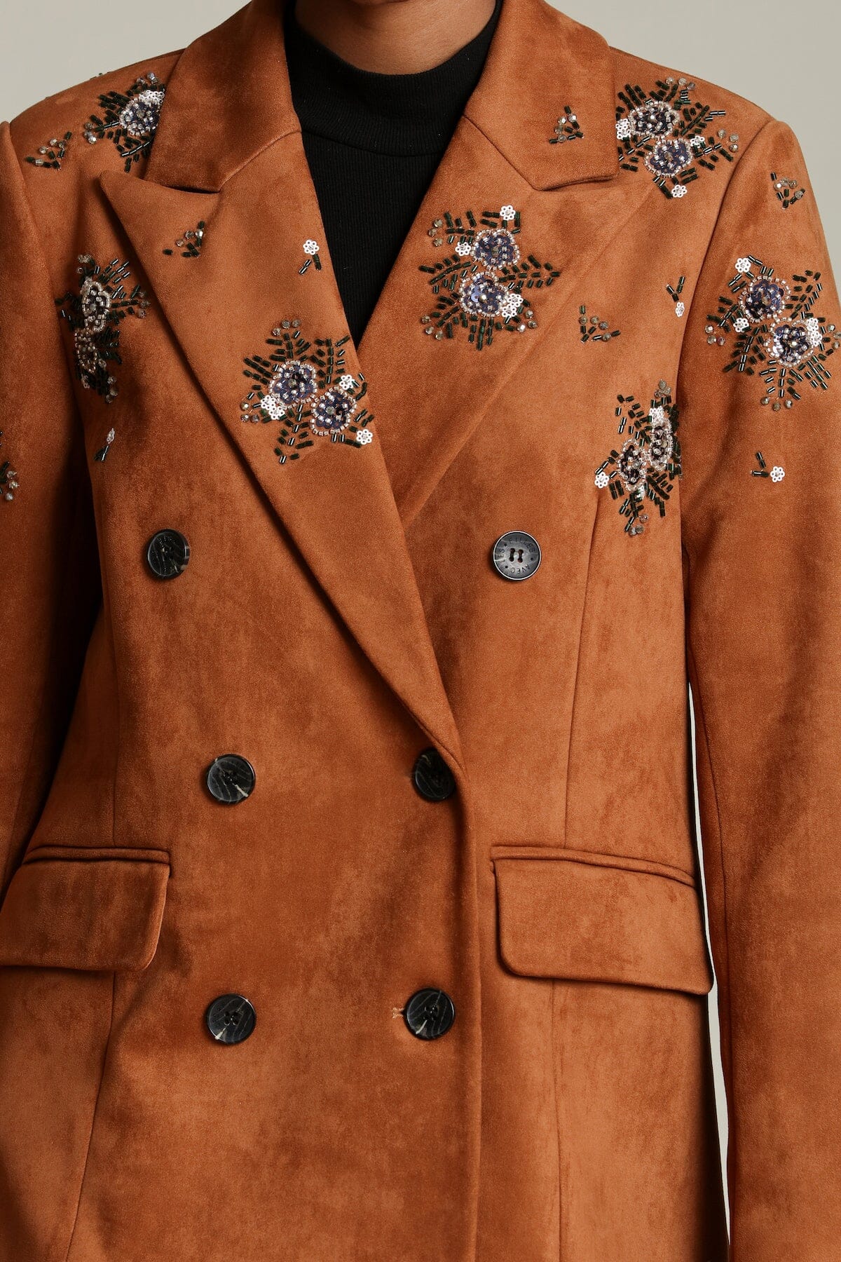 Embellished Faux Suede Blazer Coats & Jackets Avec Les Filles 