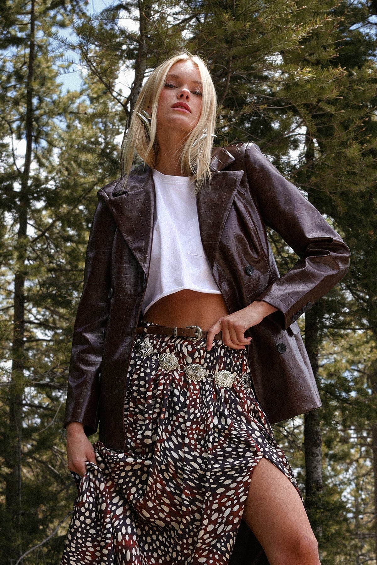 Faux Croc Tailored Blazer Coats & Jackets Avec Les Filles 