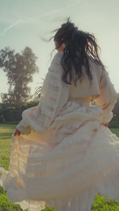 Mixed media double-breasted off-white trench coat with a removable belt - Shop trench coats by Avec Les Filles