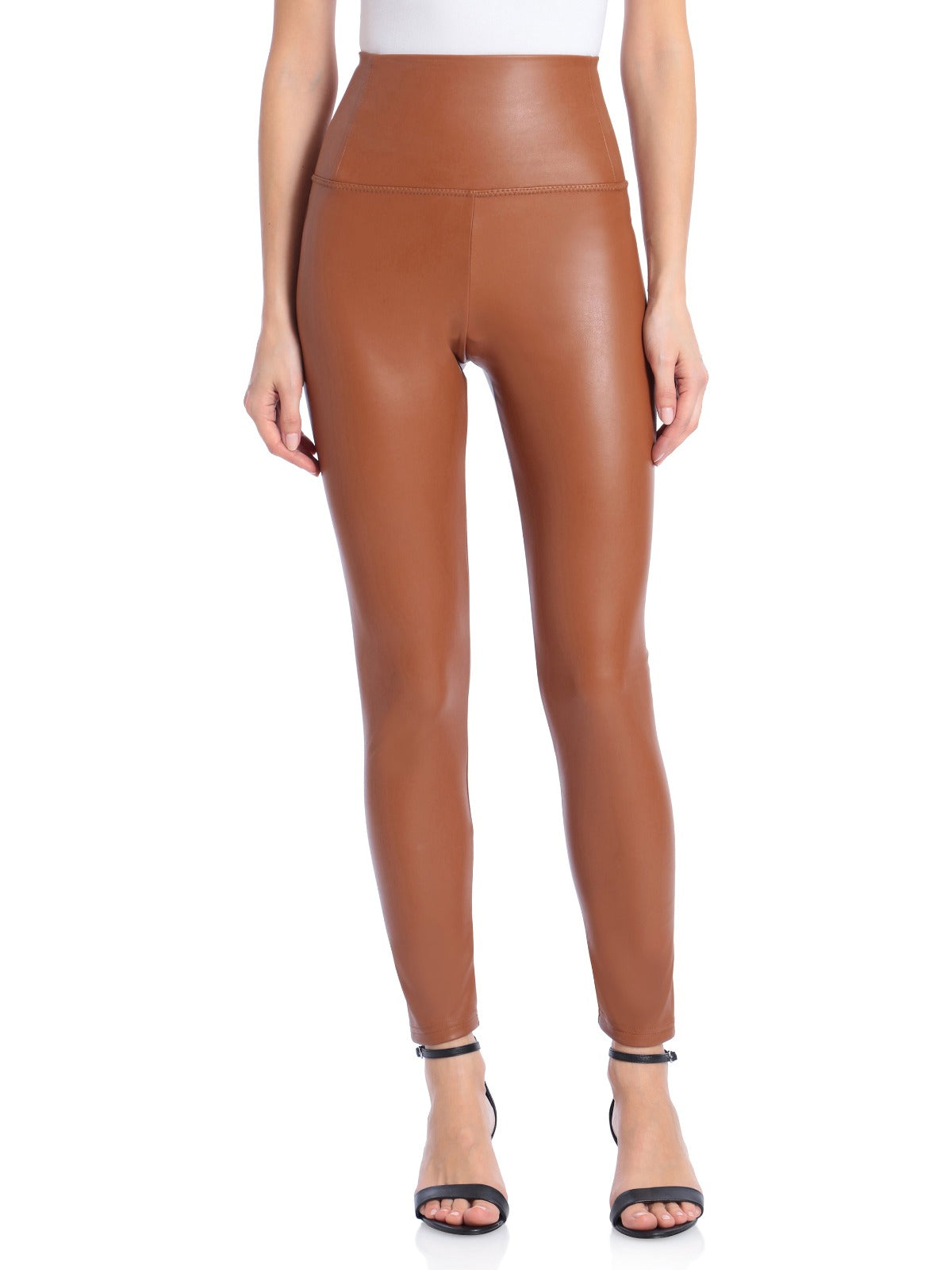 Faux Leather Liquid Legging Bottoms Avec Les Filles x Bagatelle Cognac Fleece Lined Leggings