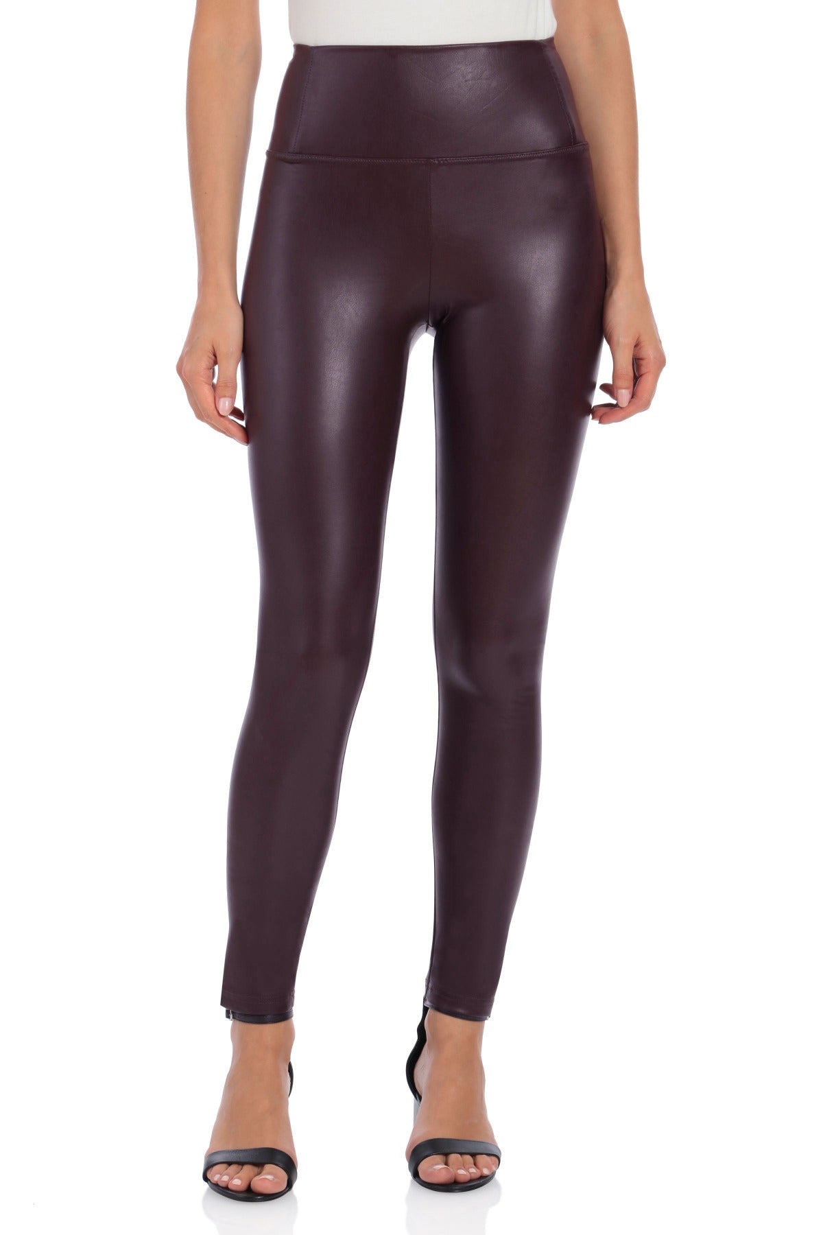 Faux Leather Liquid Legging Bottoms Avec Les Filles x Bagatelle Sangria Fleece Lined Leggings