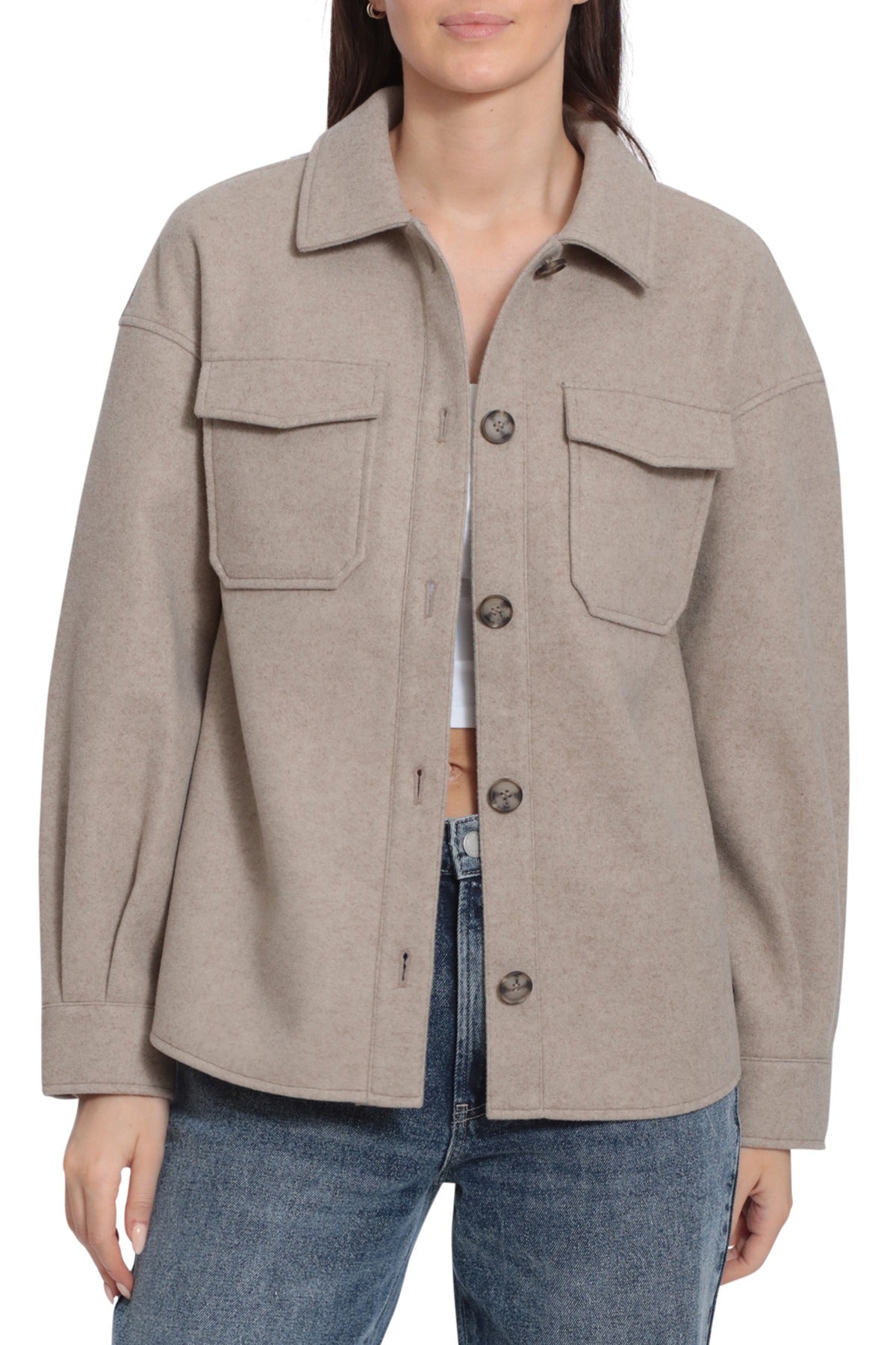 Relaxed Felt Shacket Outerwear Avec Les Filles 