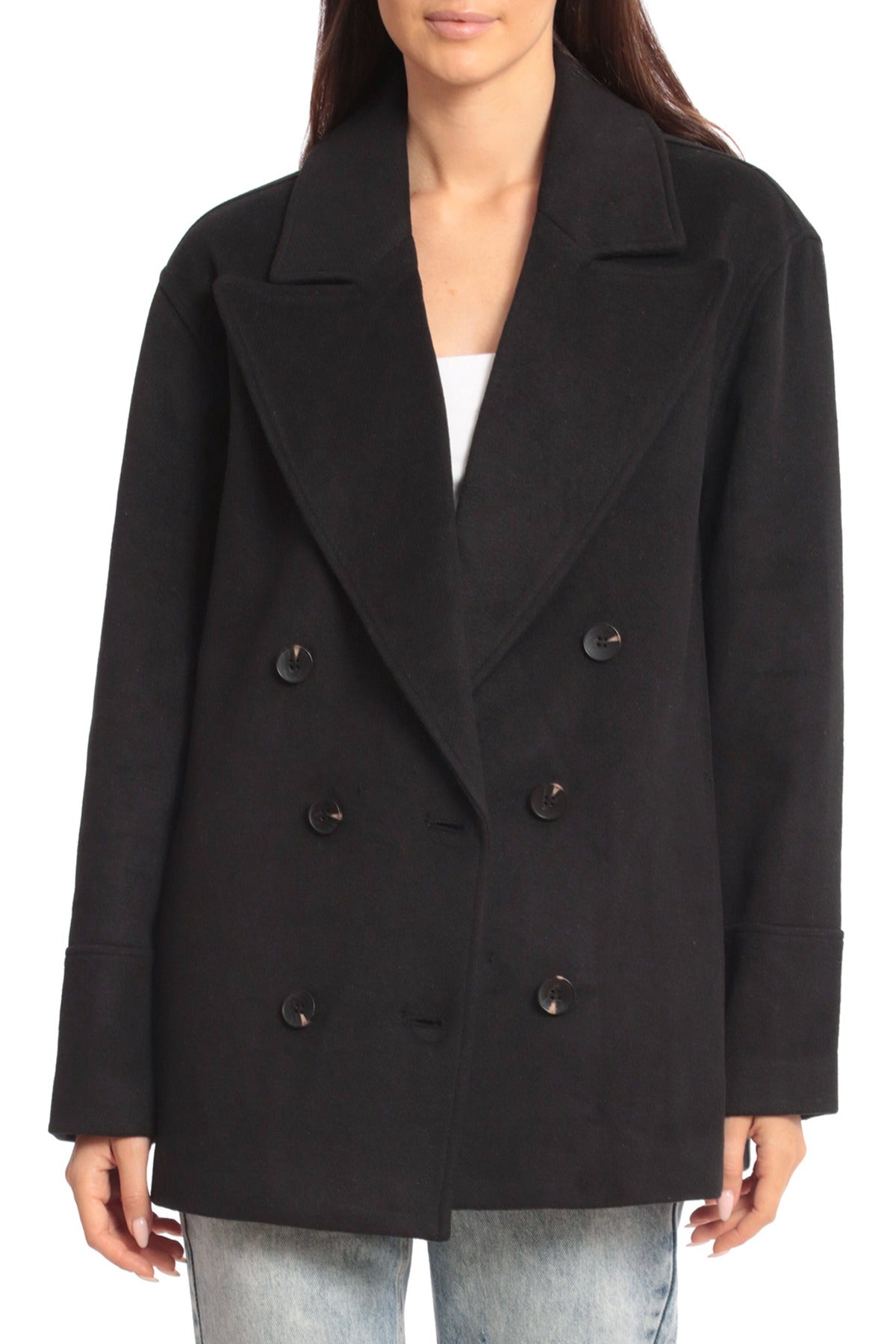 Oversized Double Breasted Wool Peacoat Coats & Jackets Avec Les Filles L Black 