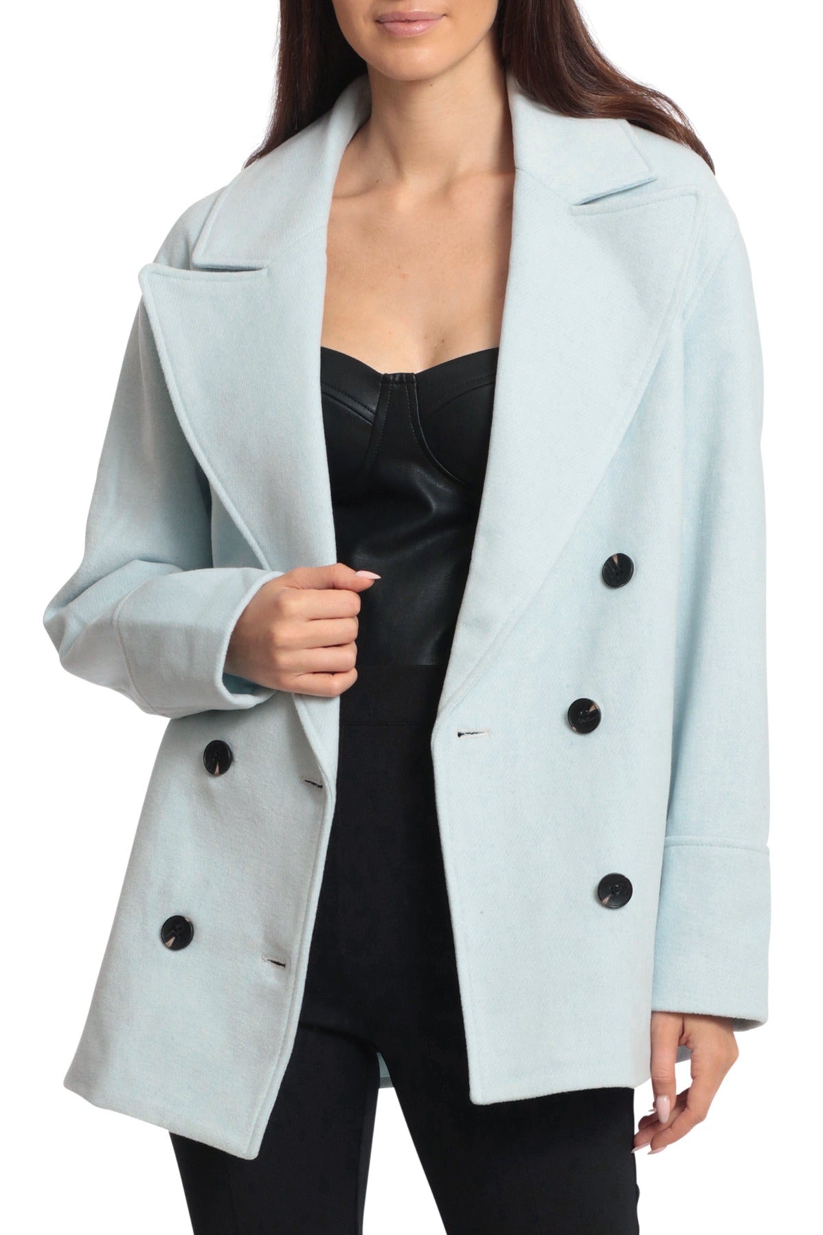 Oversized Double Breasted Wool Peacoat Coats & Jackets Avec Les Filles L Ice Blue 