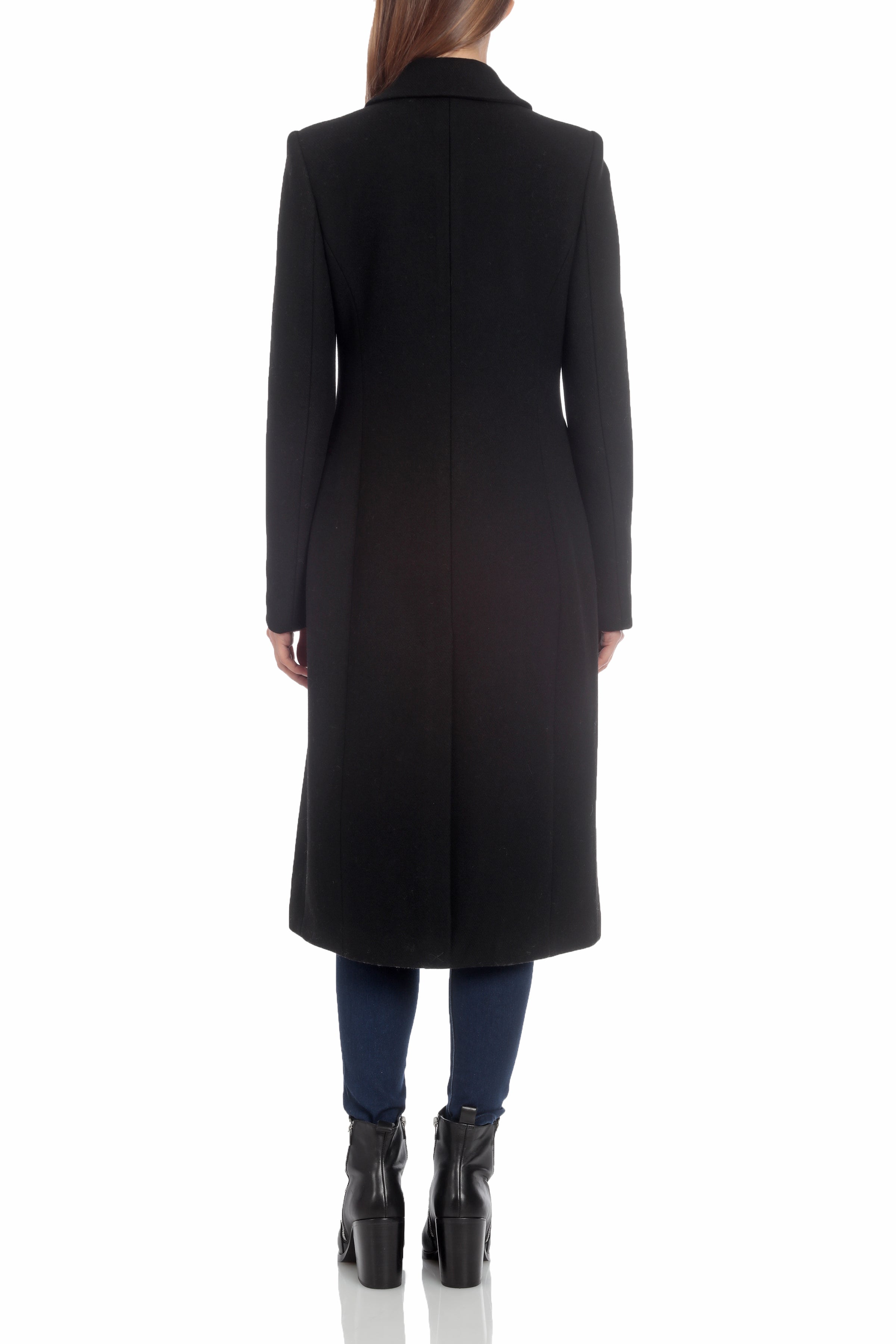 Black fitted best sale coat with hood