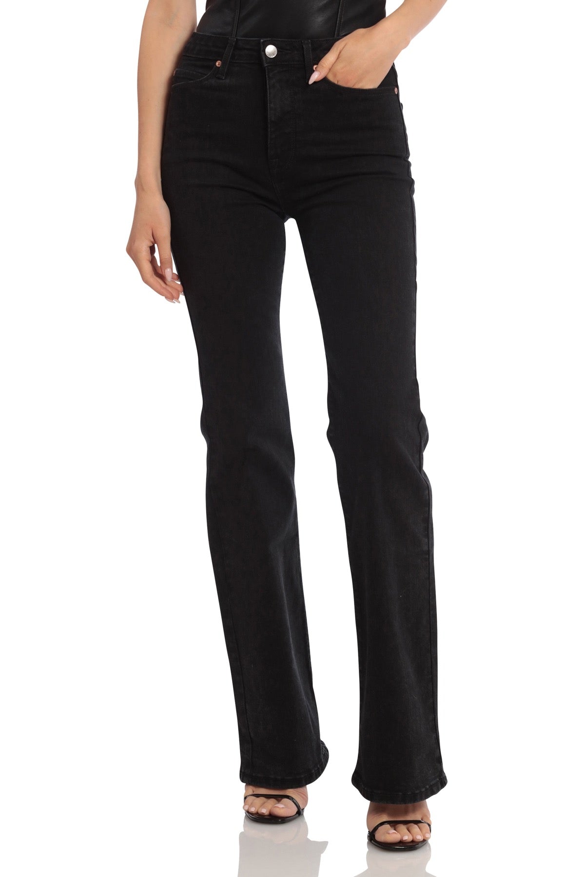 Womens black high waisted jeans discount